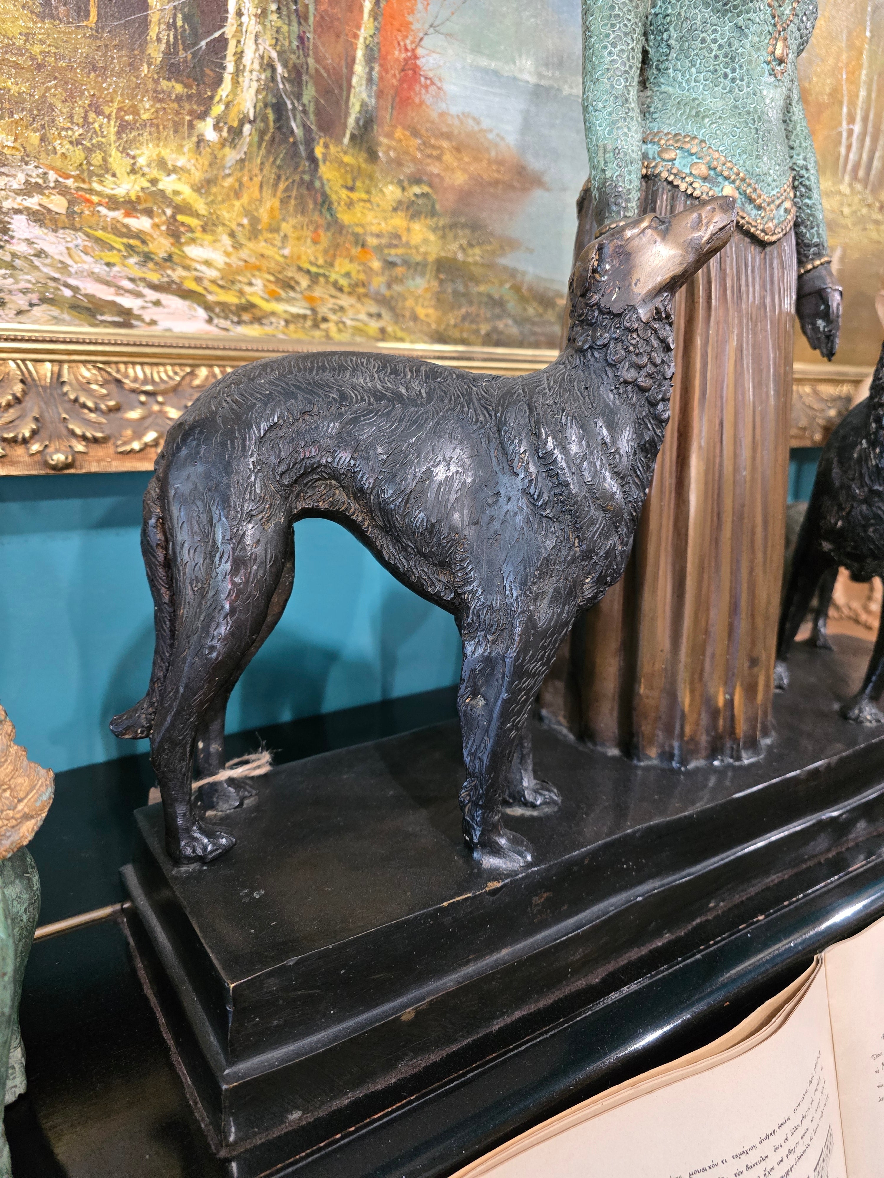 Vintage heavy sculpture is titled "Les Amis Toujours" Friends Forever