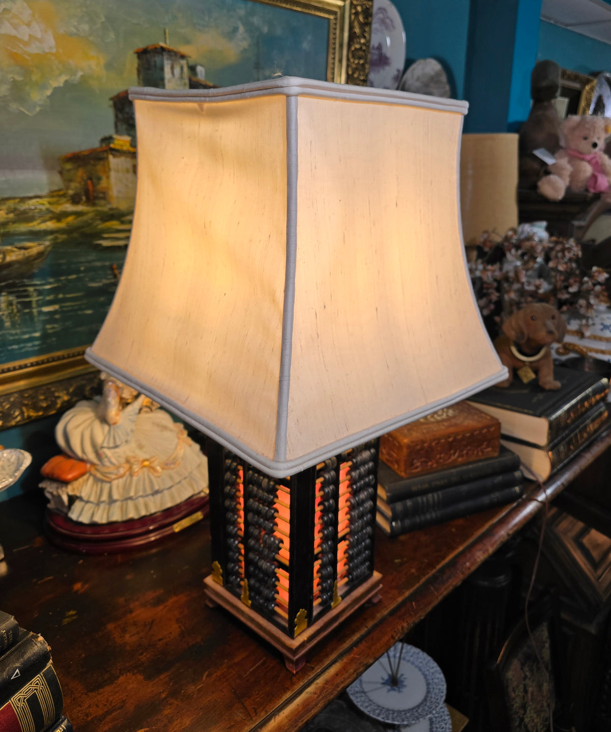 Vintage Chinese abacus table lamp