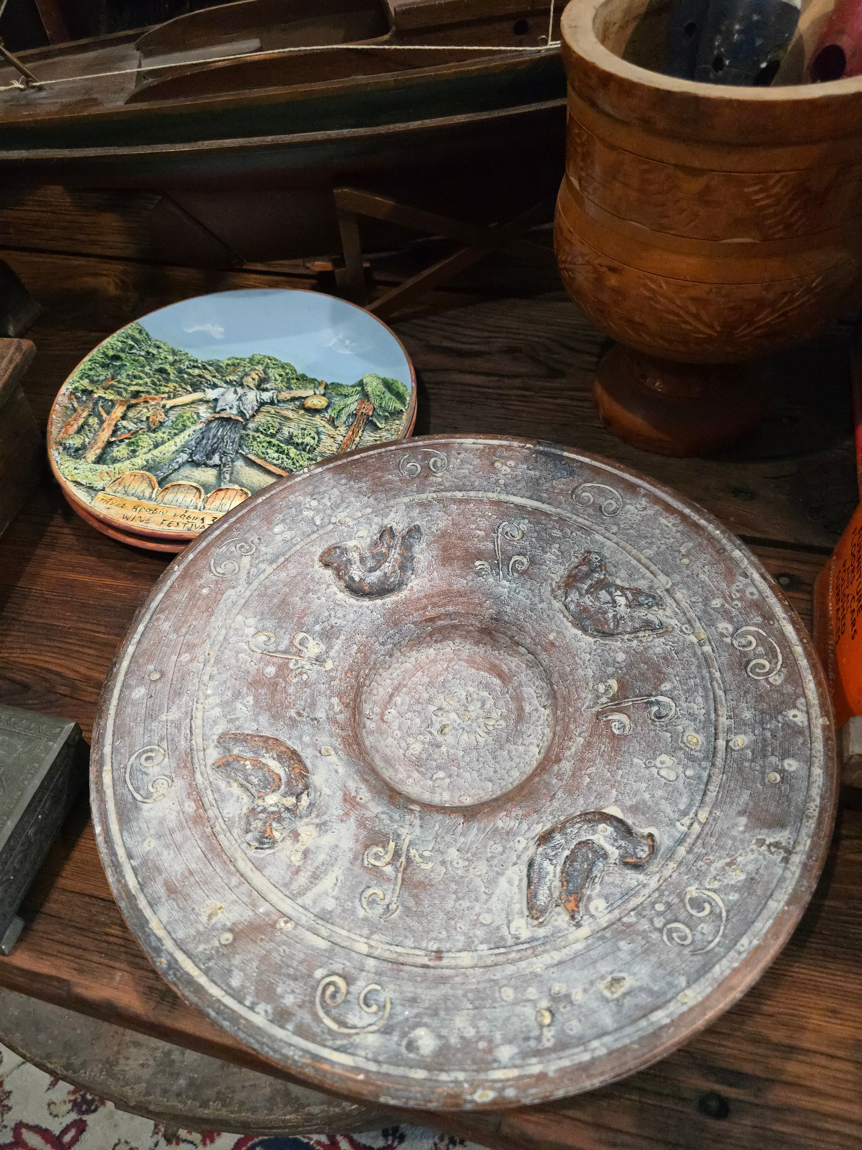 Vintage heavy terracotta plate or bowl