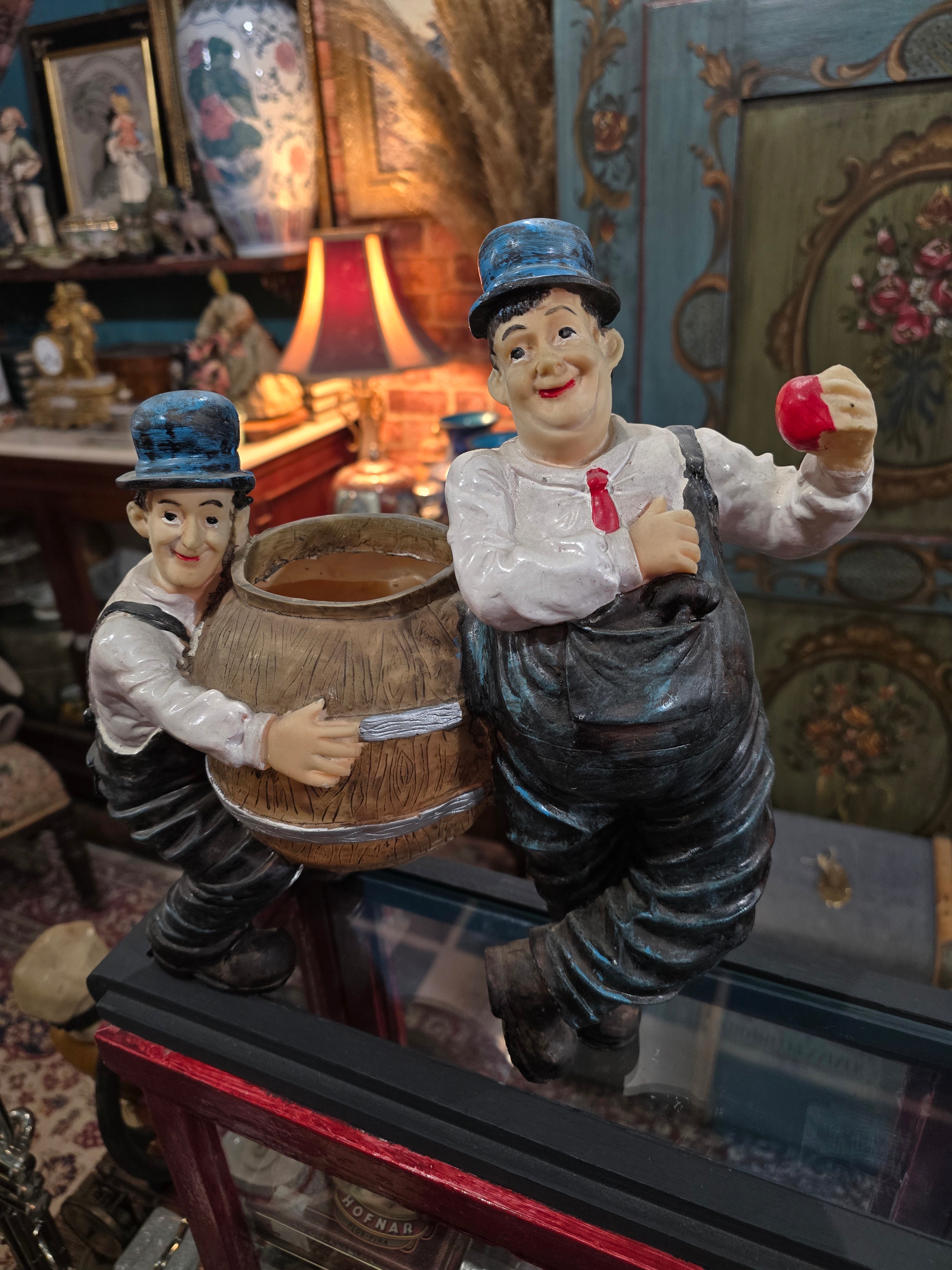 Vintage Laurel and Hardy plastic figural planter