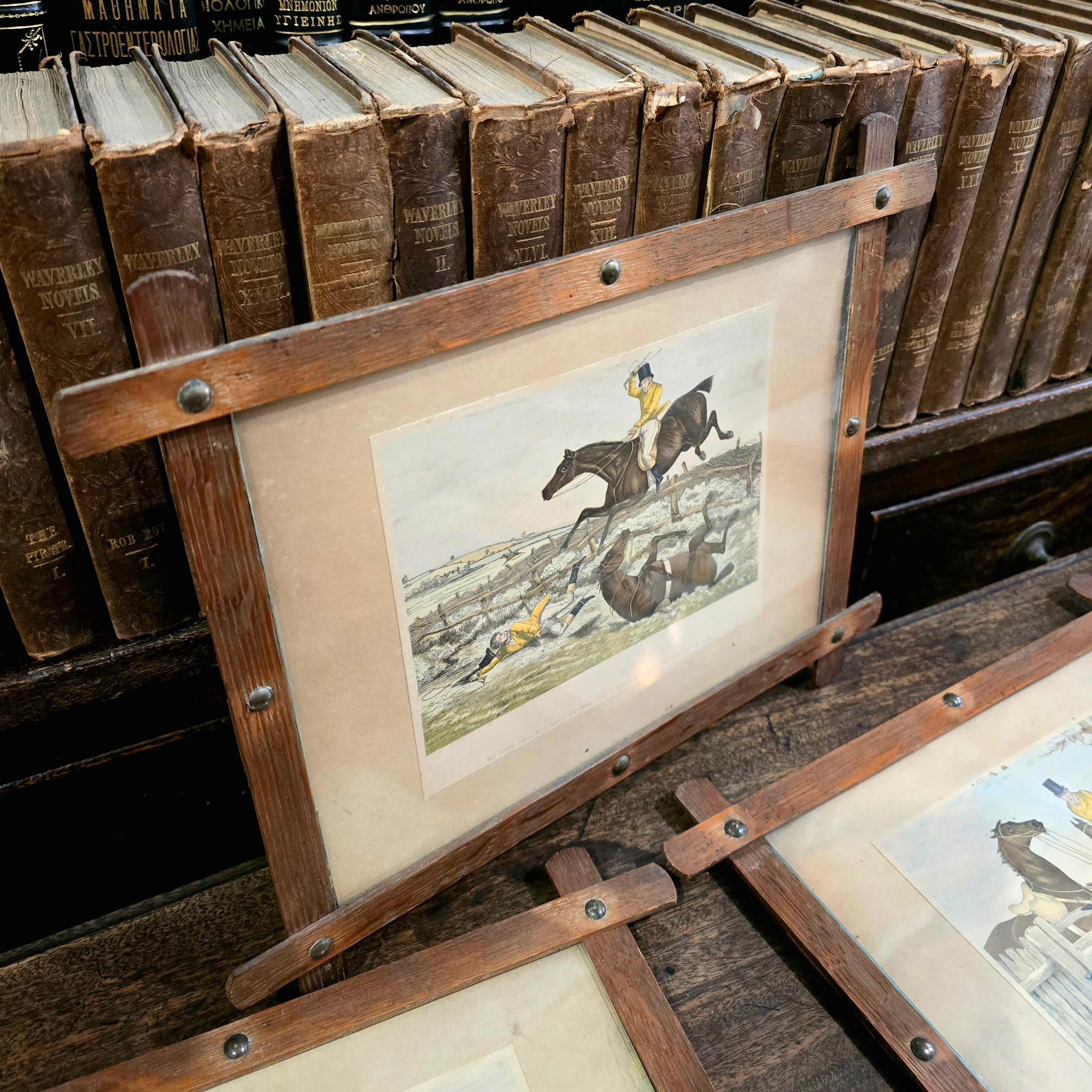 Antique framed fox hunting prints after the British artist Henry Thomas Alken (1785–1851)