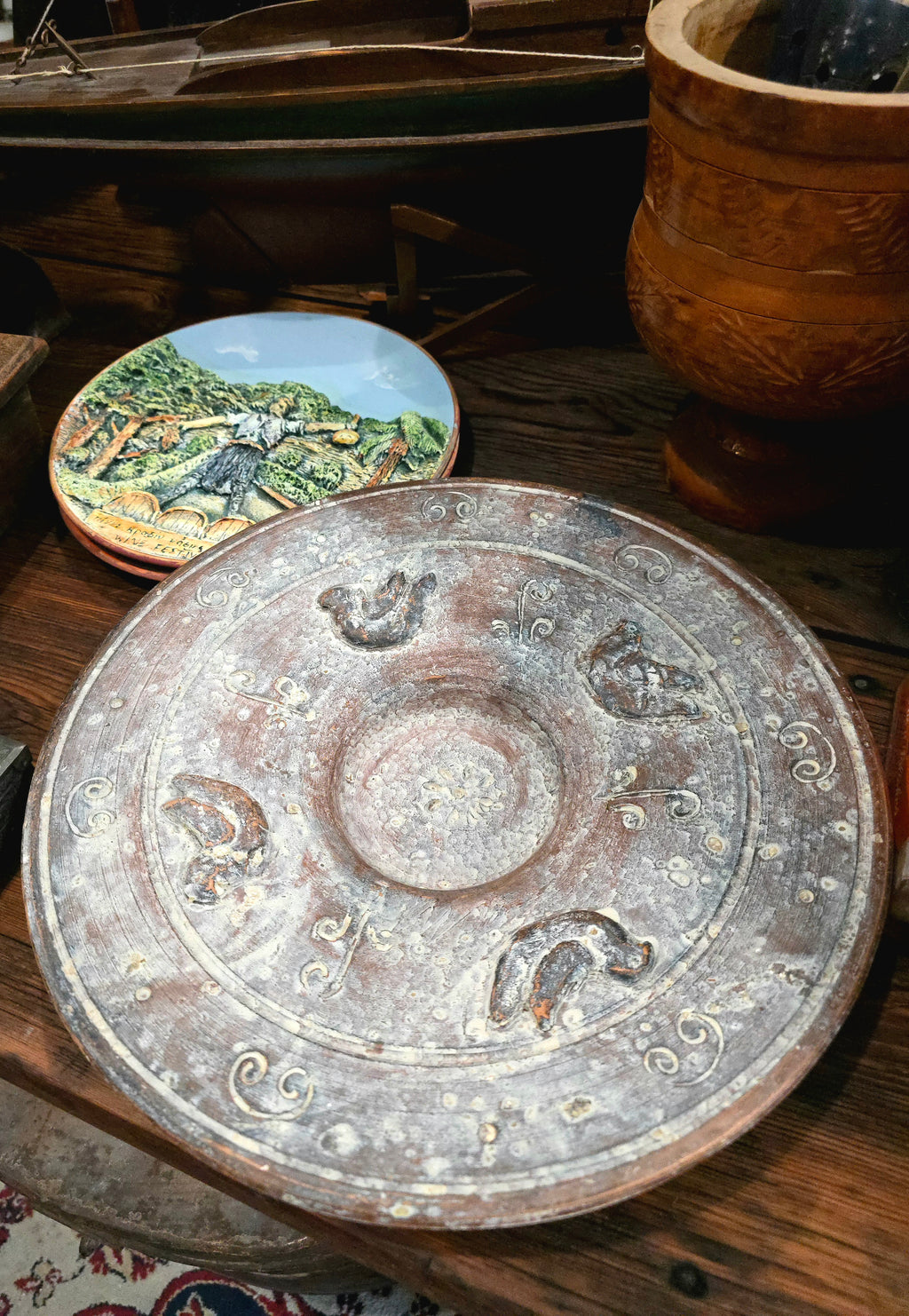 Vintage heavy terracotta plate or bowl