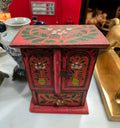 Vintage Handmade Painted Wood Jewelry cabinet
