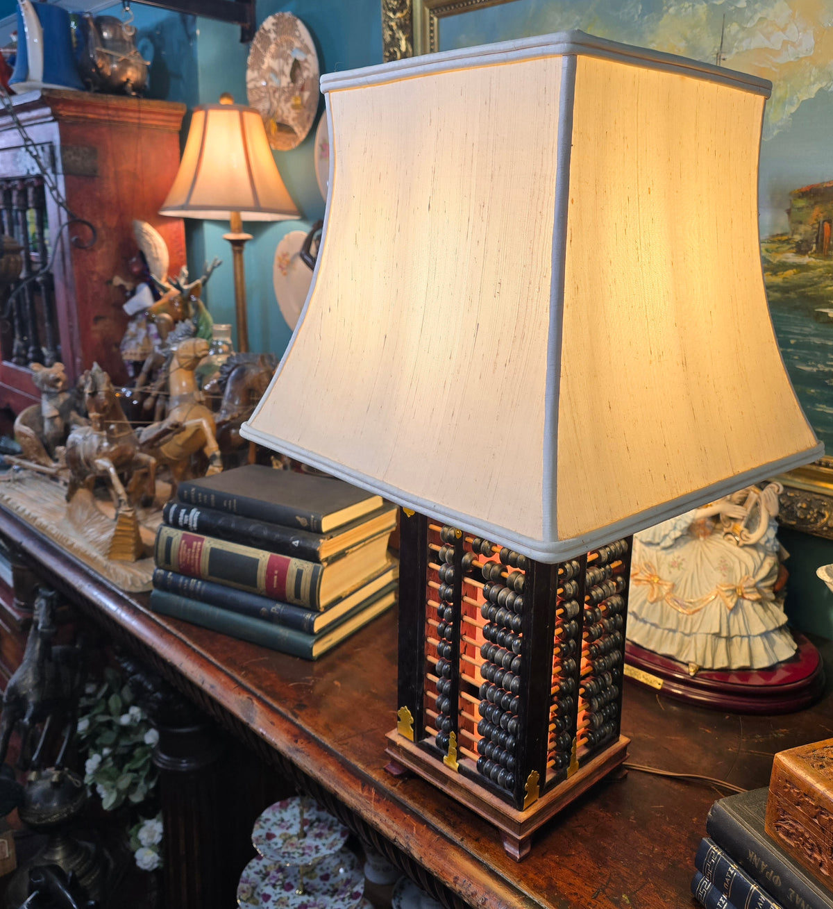 Vintage Chinese abacus table lamp