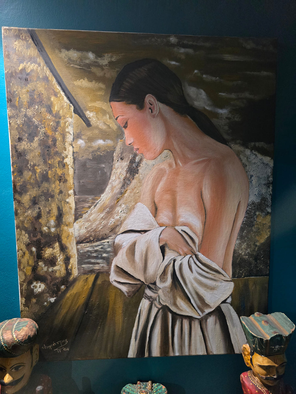 Vintage 2004 beautiful Cypriot painting of a woman