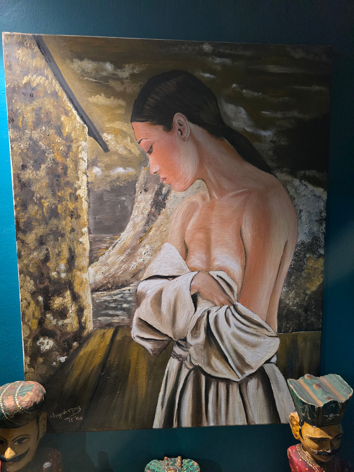 Vintage 2004 beautiful Cypriot painting of a woman