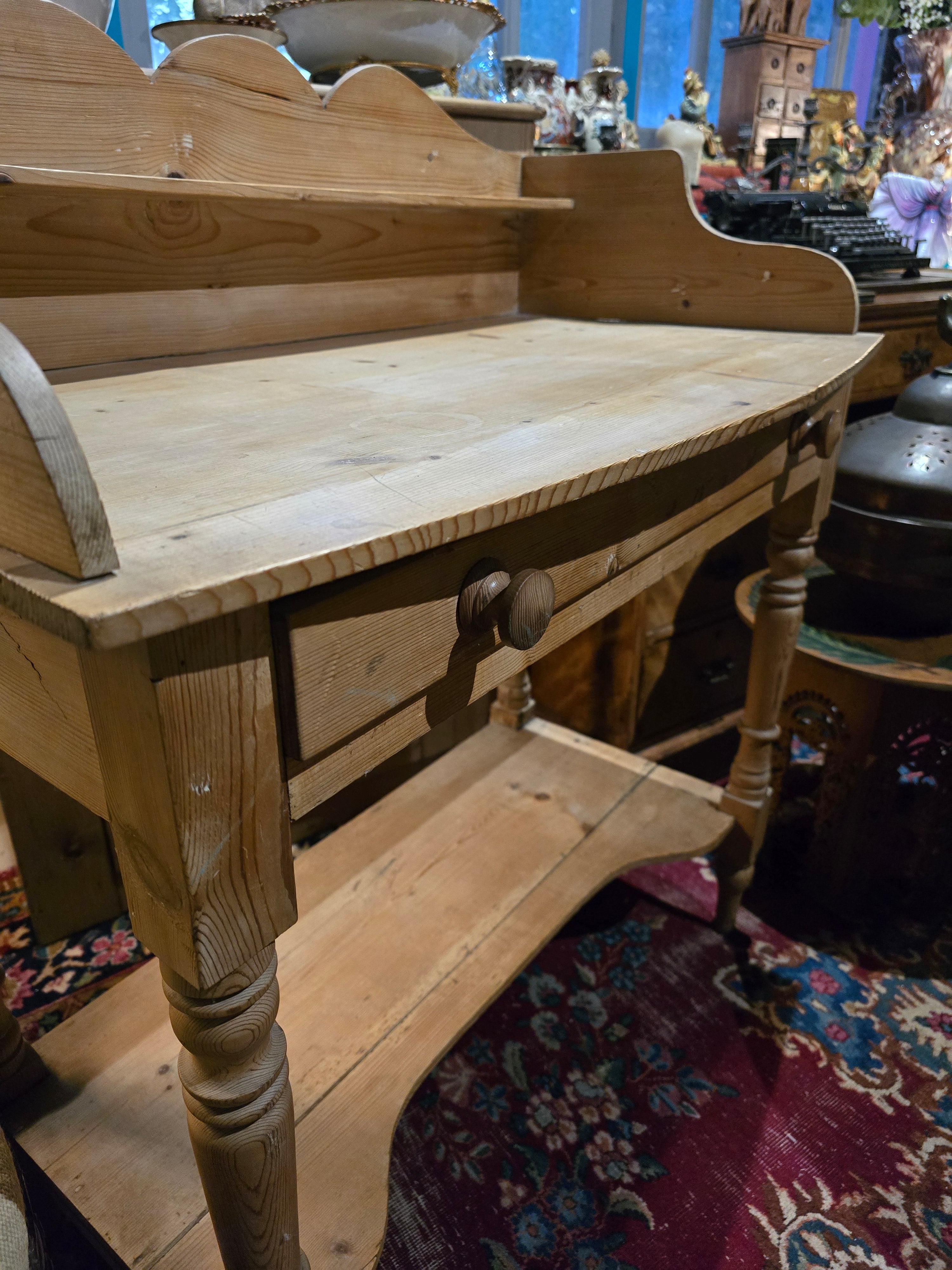 Antique Victorian wooden pine washstand