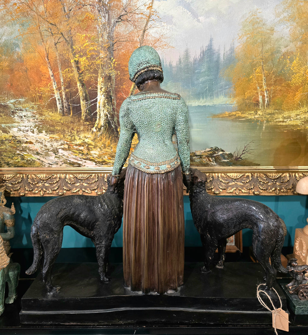 Vintage heavy sculpture is titled "Les Amis Toujours" Friends Forever