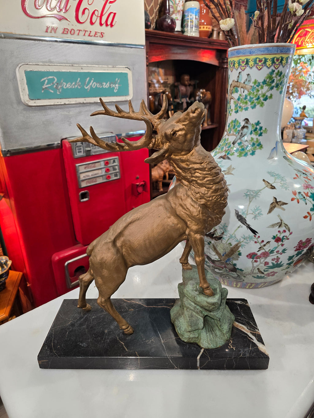 Antique Gilded Bronze Deer Sculpture