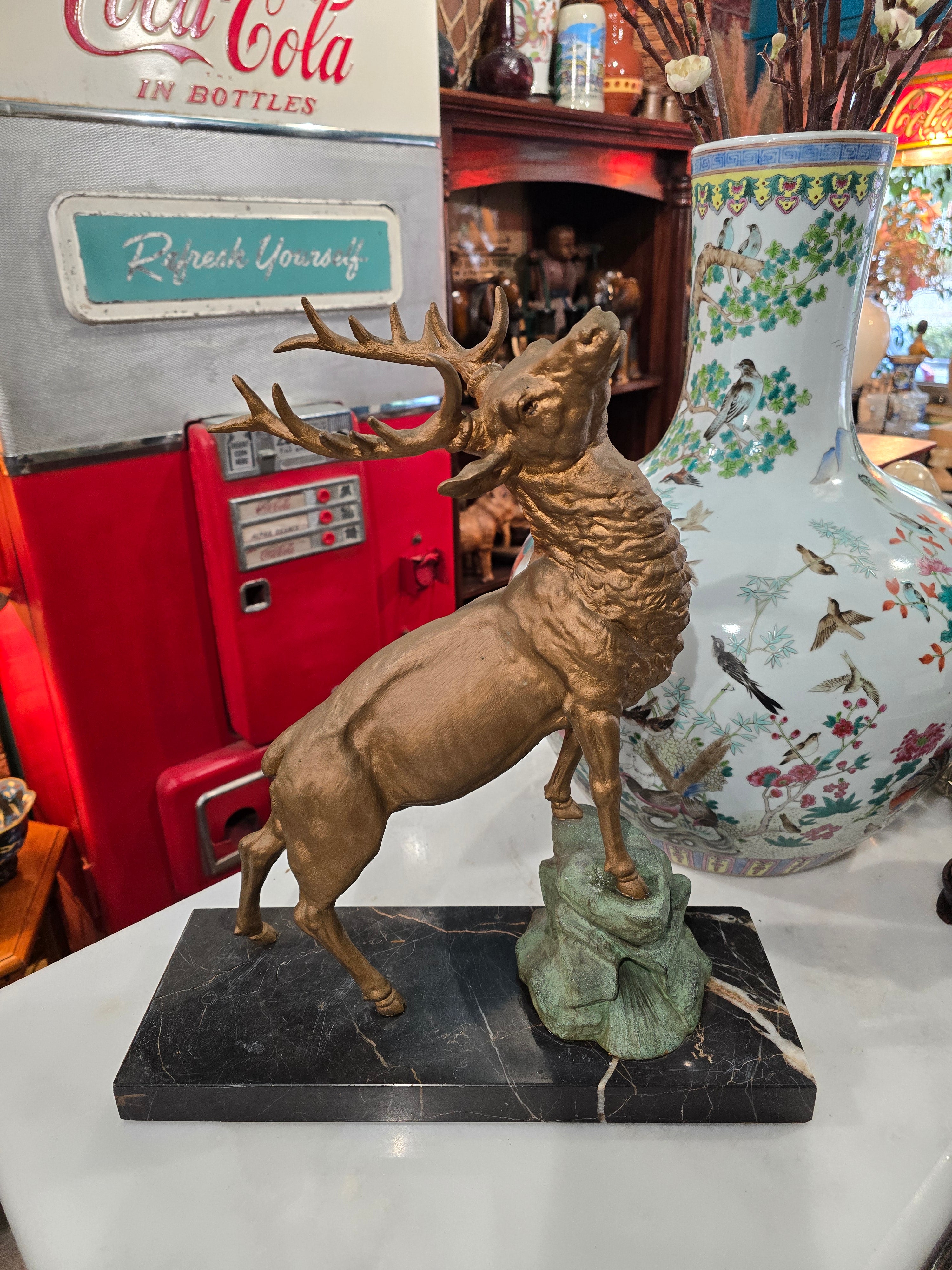 Antique Gilded Bronze Deer Sculpture