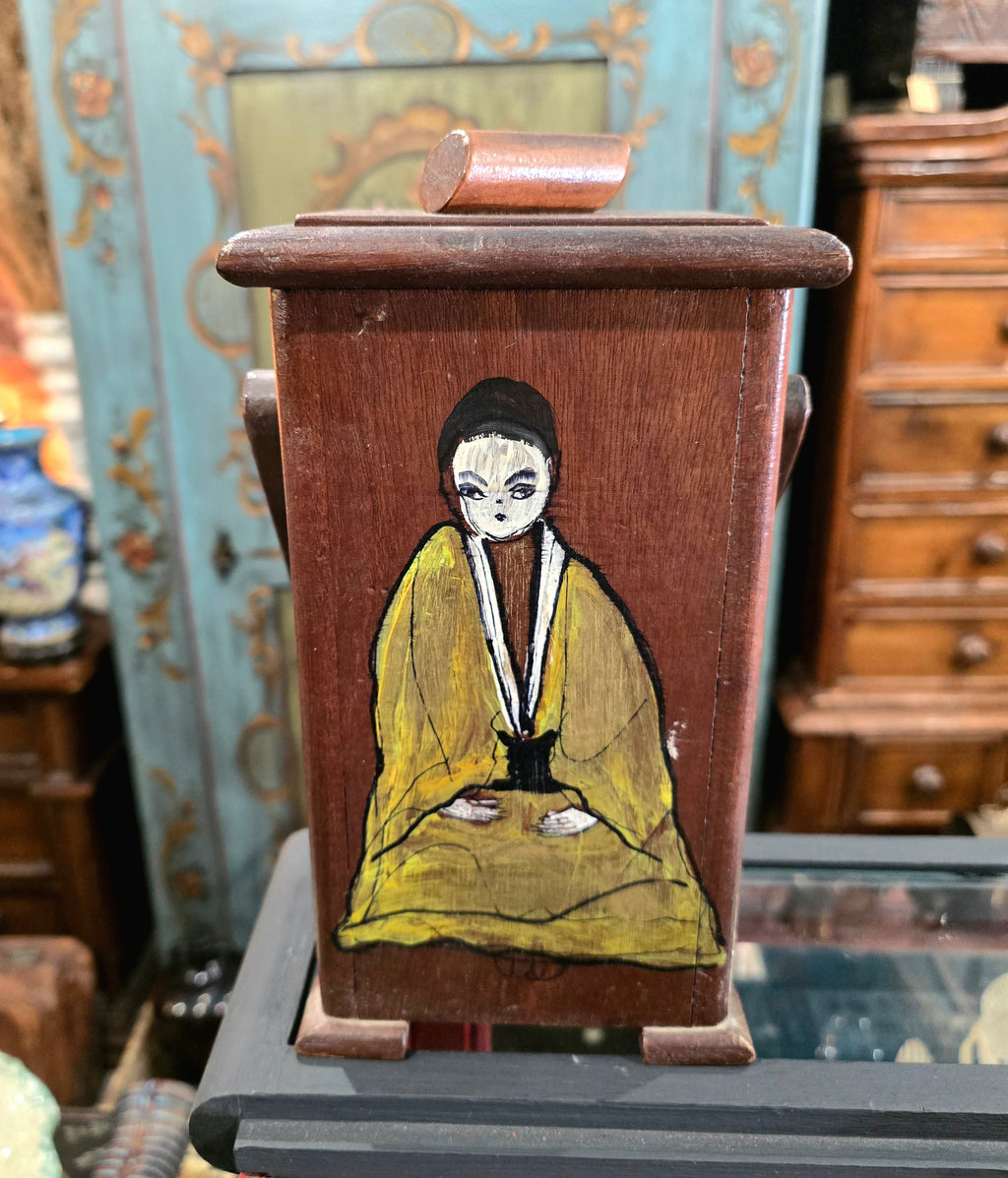 Vintage hand painted wooden box