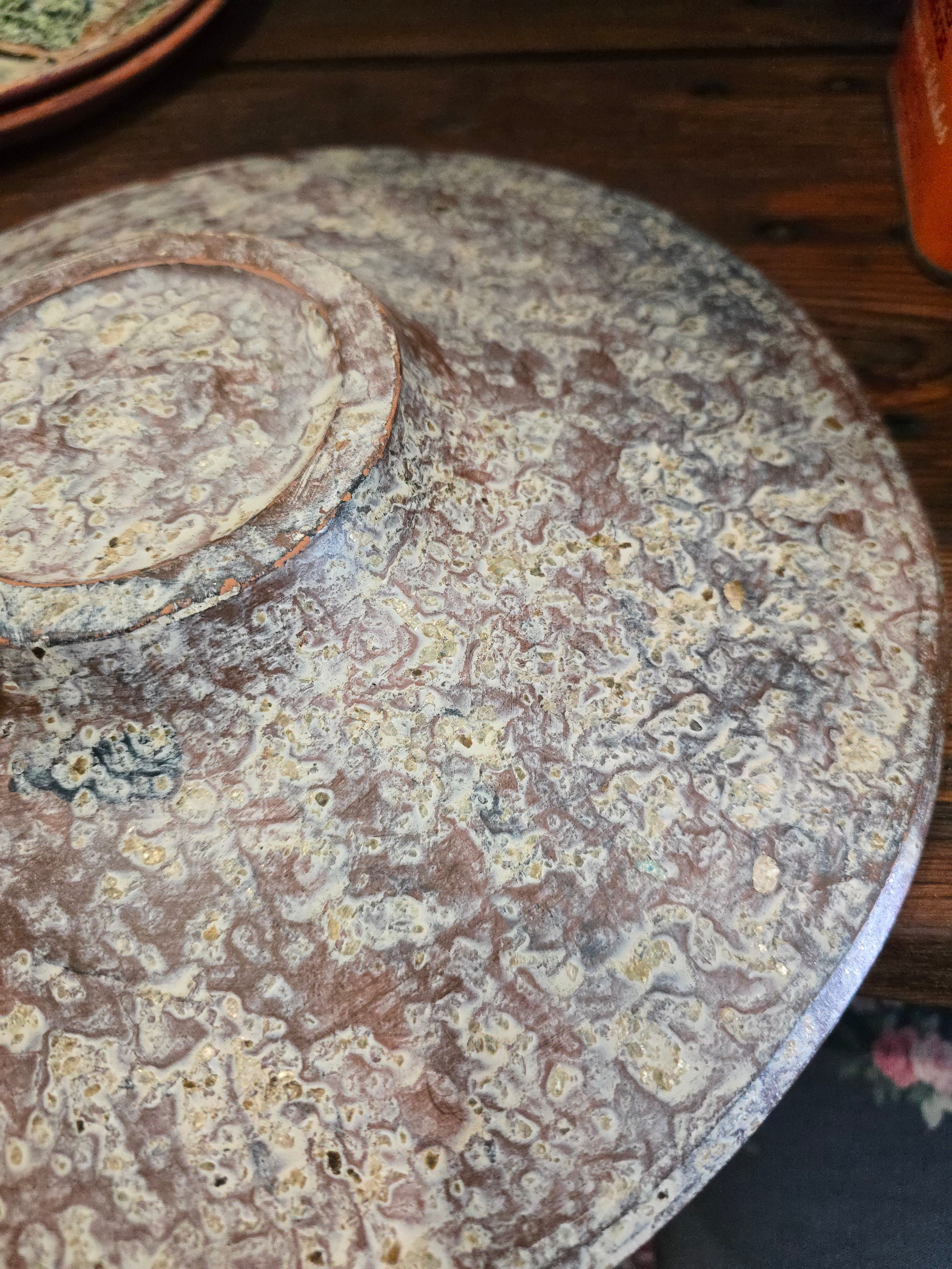 Vintage heavy terracotta plate or bowl