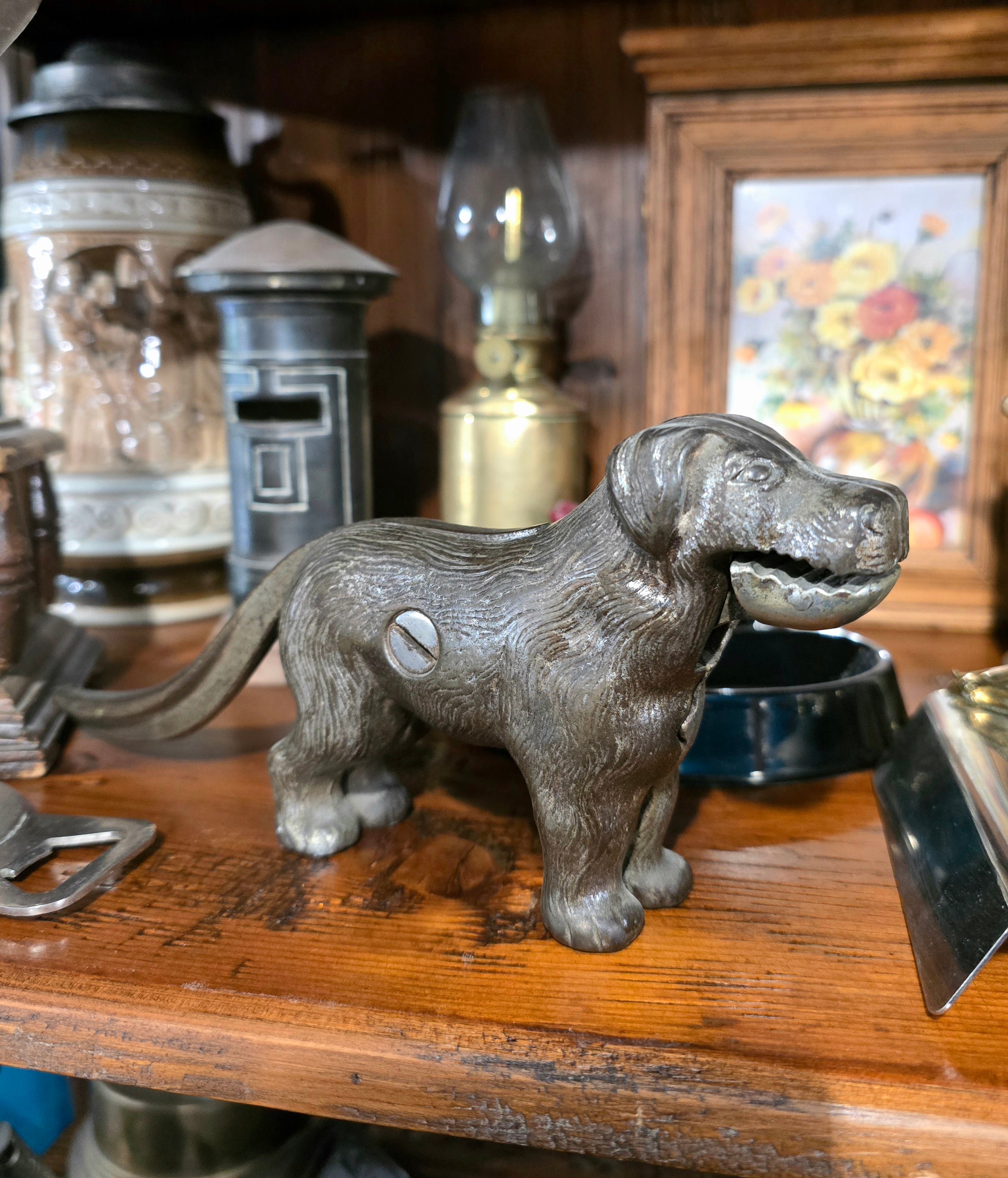 Antique Victorian-era cast iron dog nutcracker