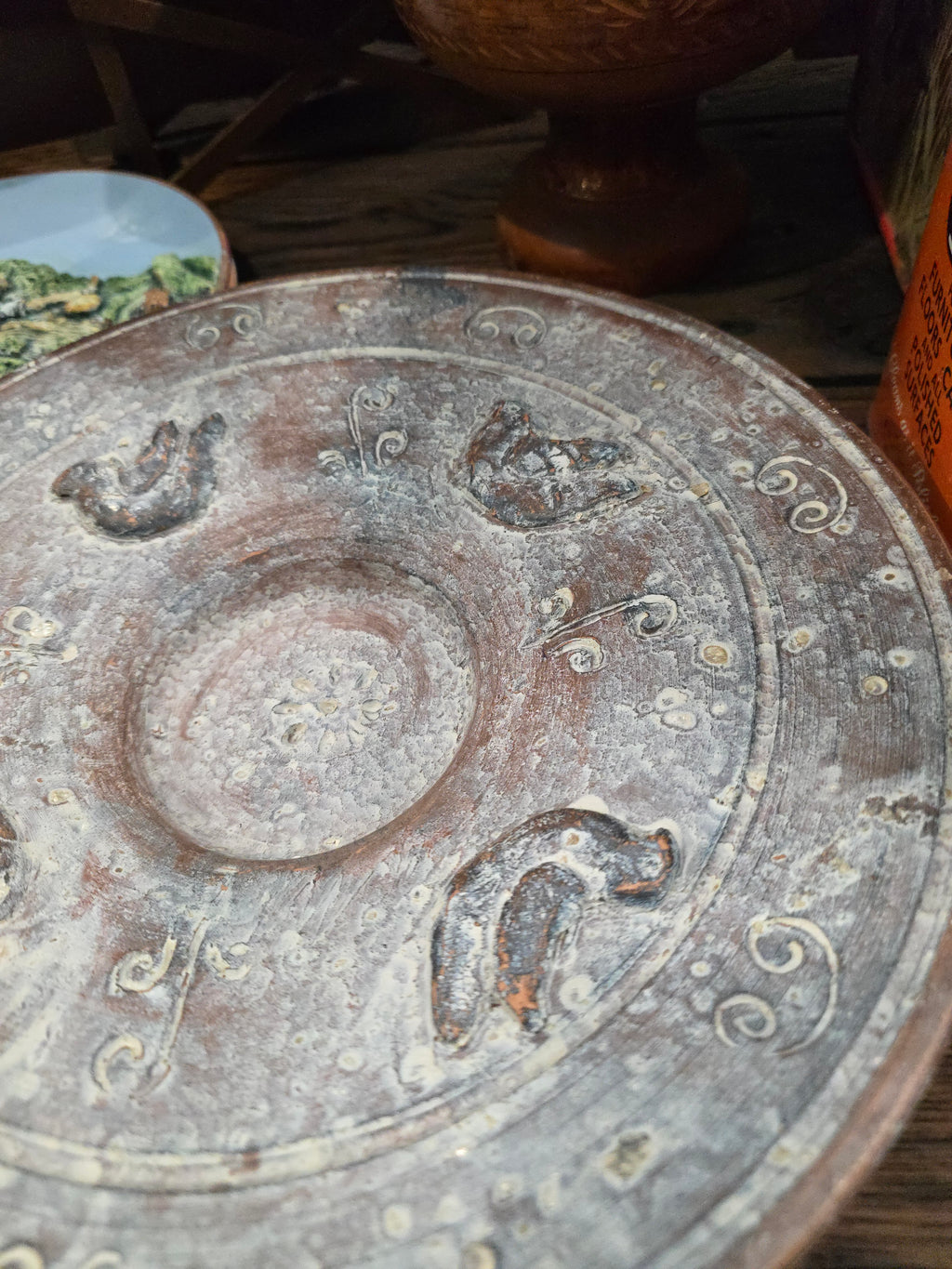 Vintage heavy terracotta plate or bowl