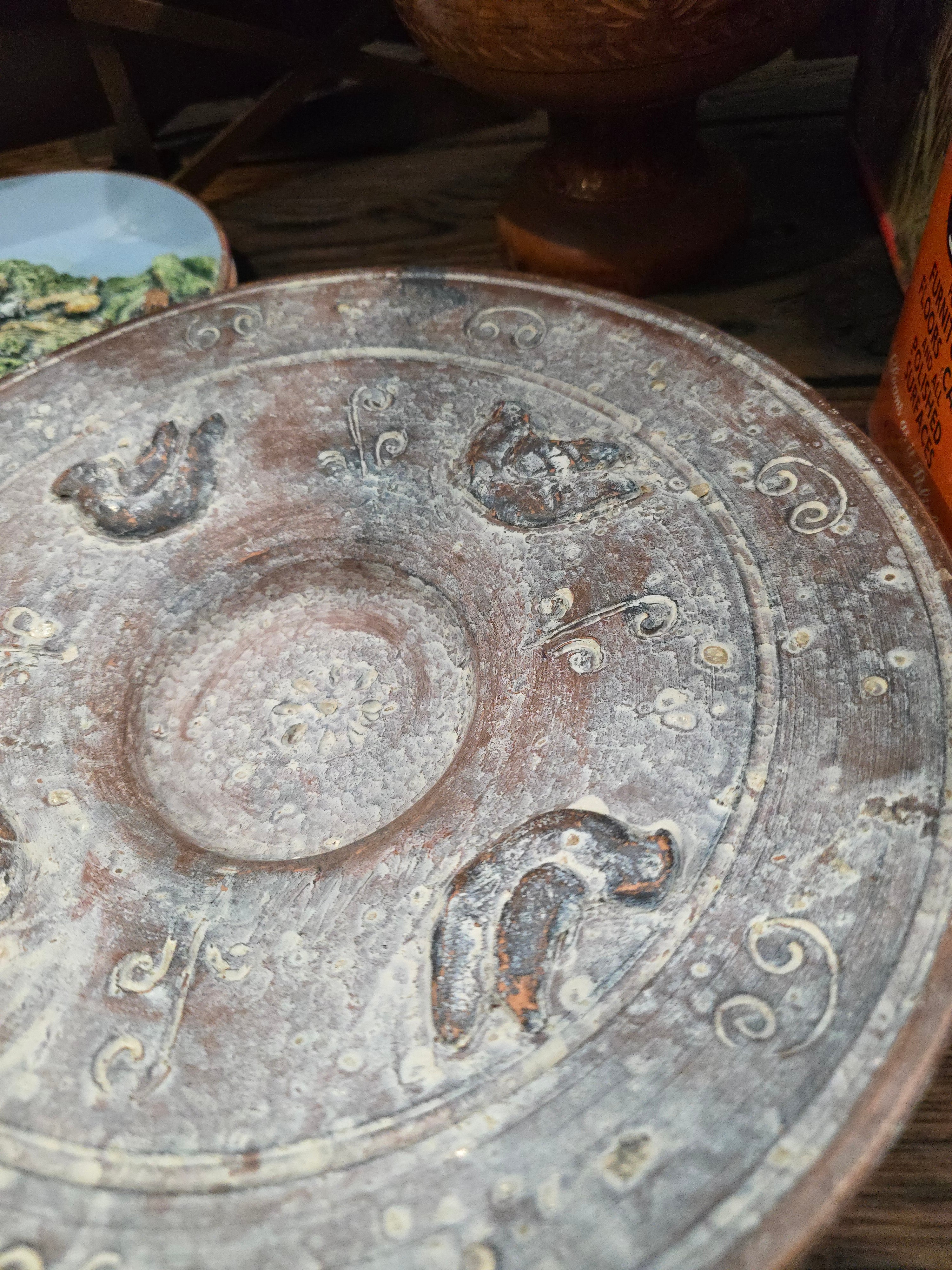 Vintage heavy terracotta plate or bowl
