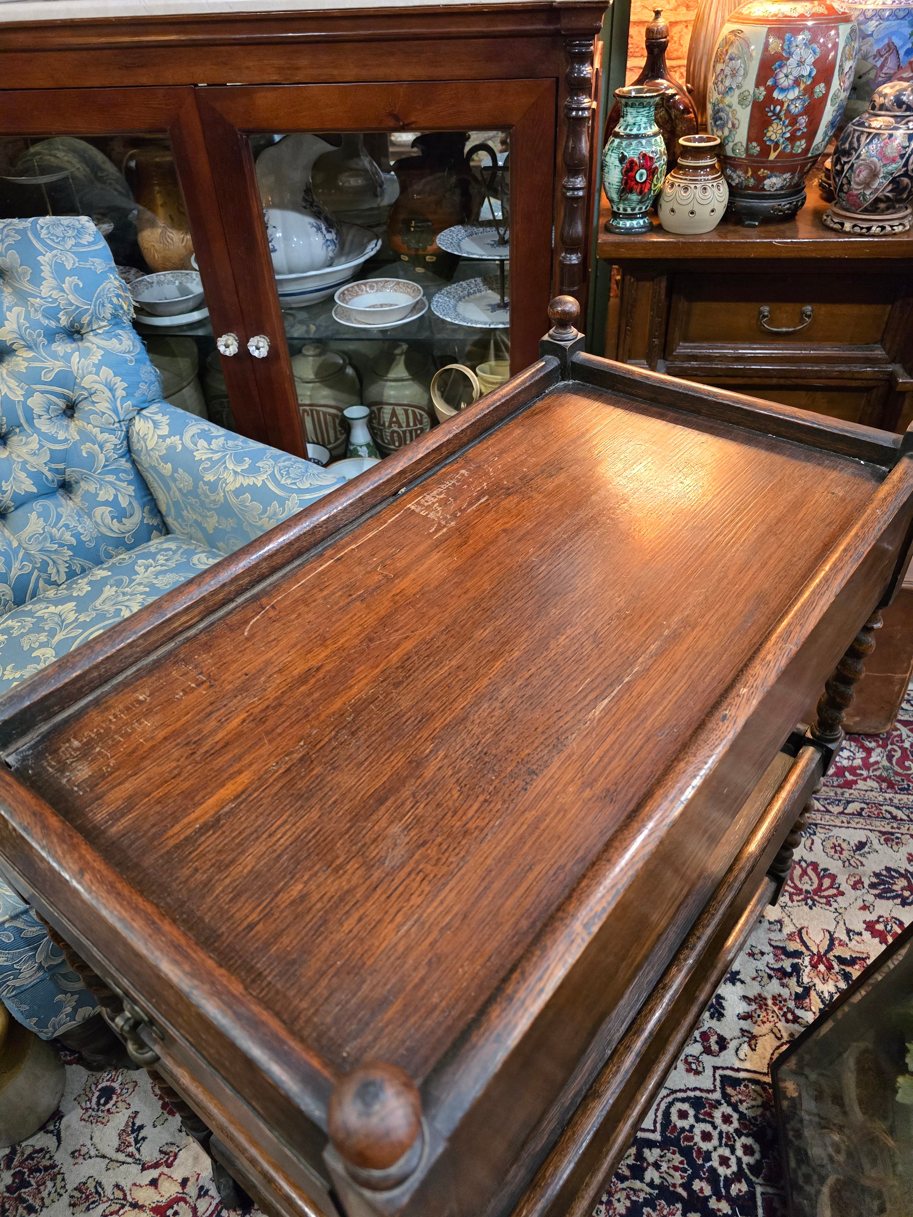 Antique 1920's wooden oak tea trolley