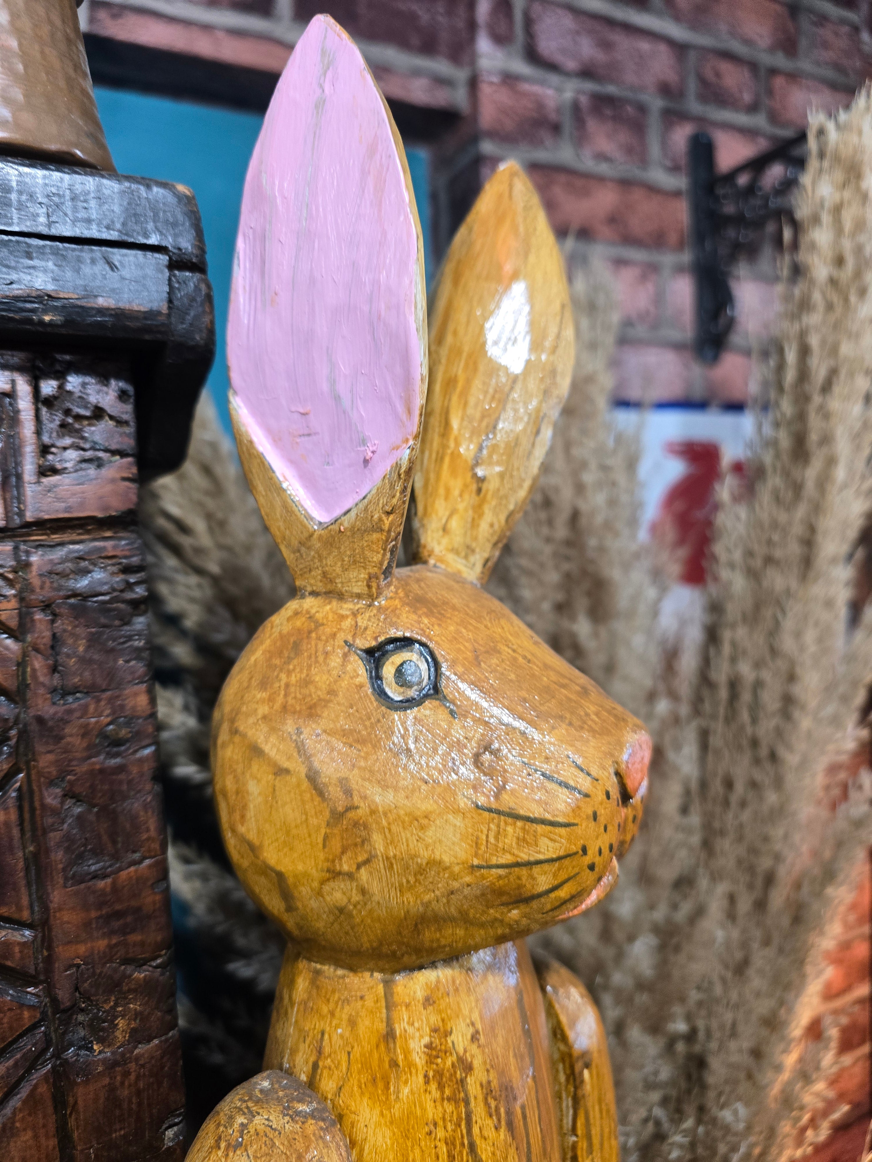 Vintage wooden articulated Hennow Hare figure