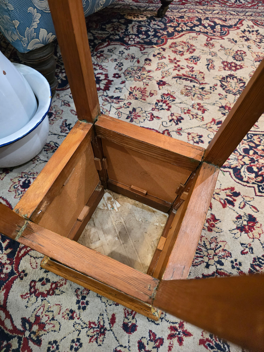 Vintage Arts & Crafts style side table with hand-painted tiles