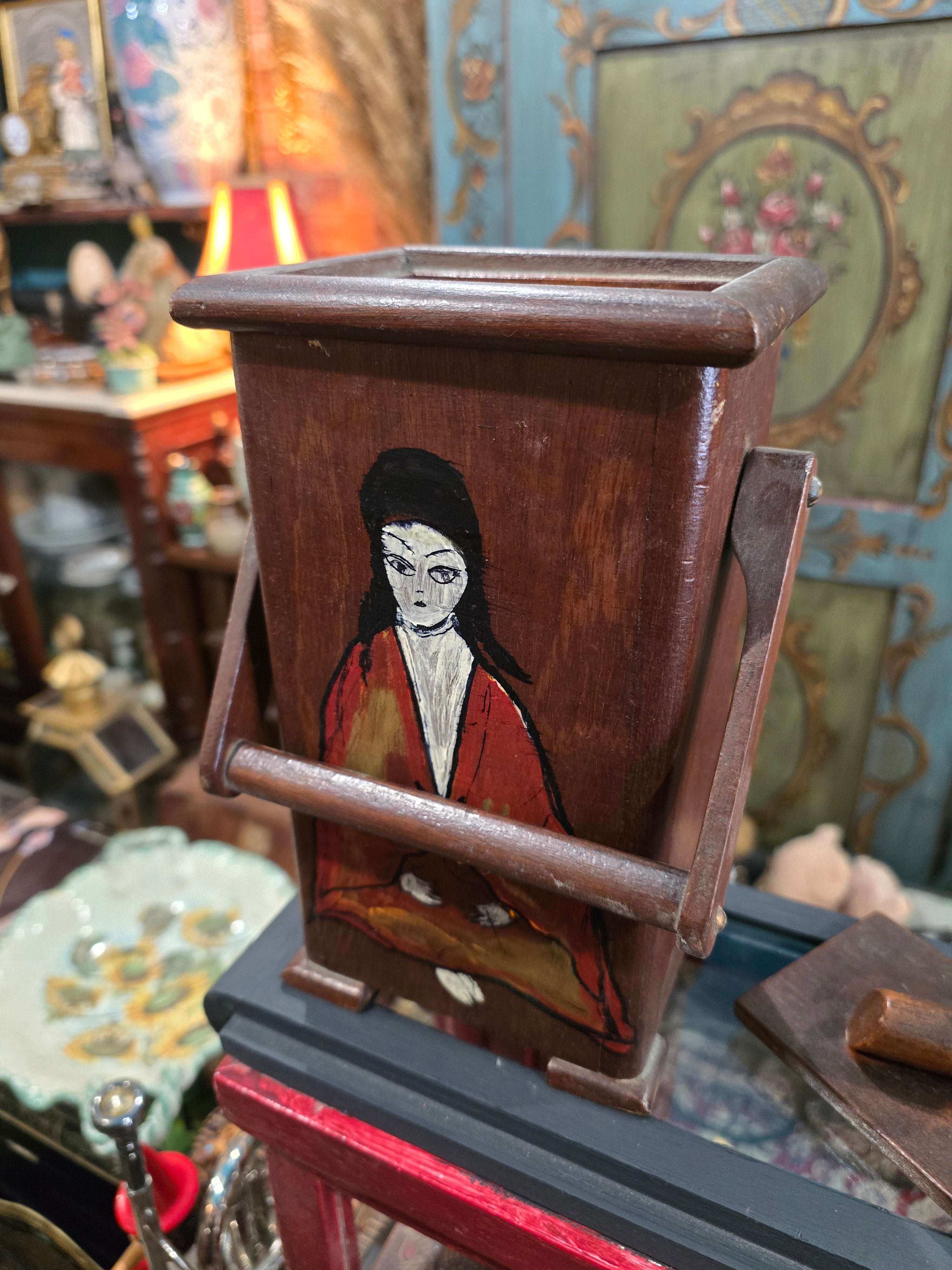 Vintage hand painted wooden box