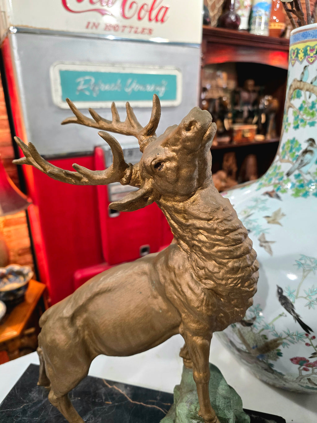 Antique Gilded Bronze Deer Sculpture