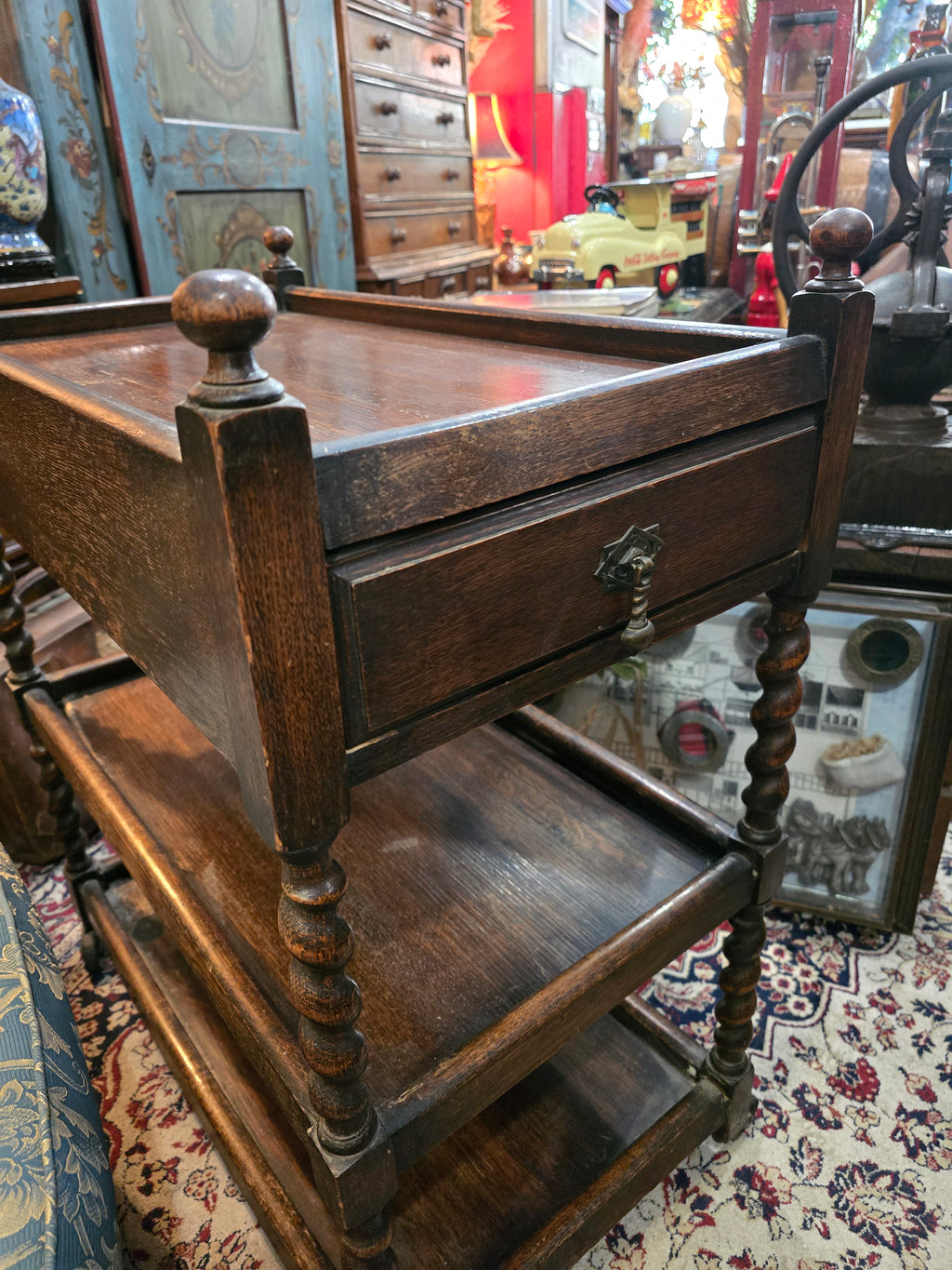 Antique 1920's wooden oak tea trolley