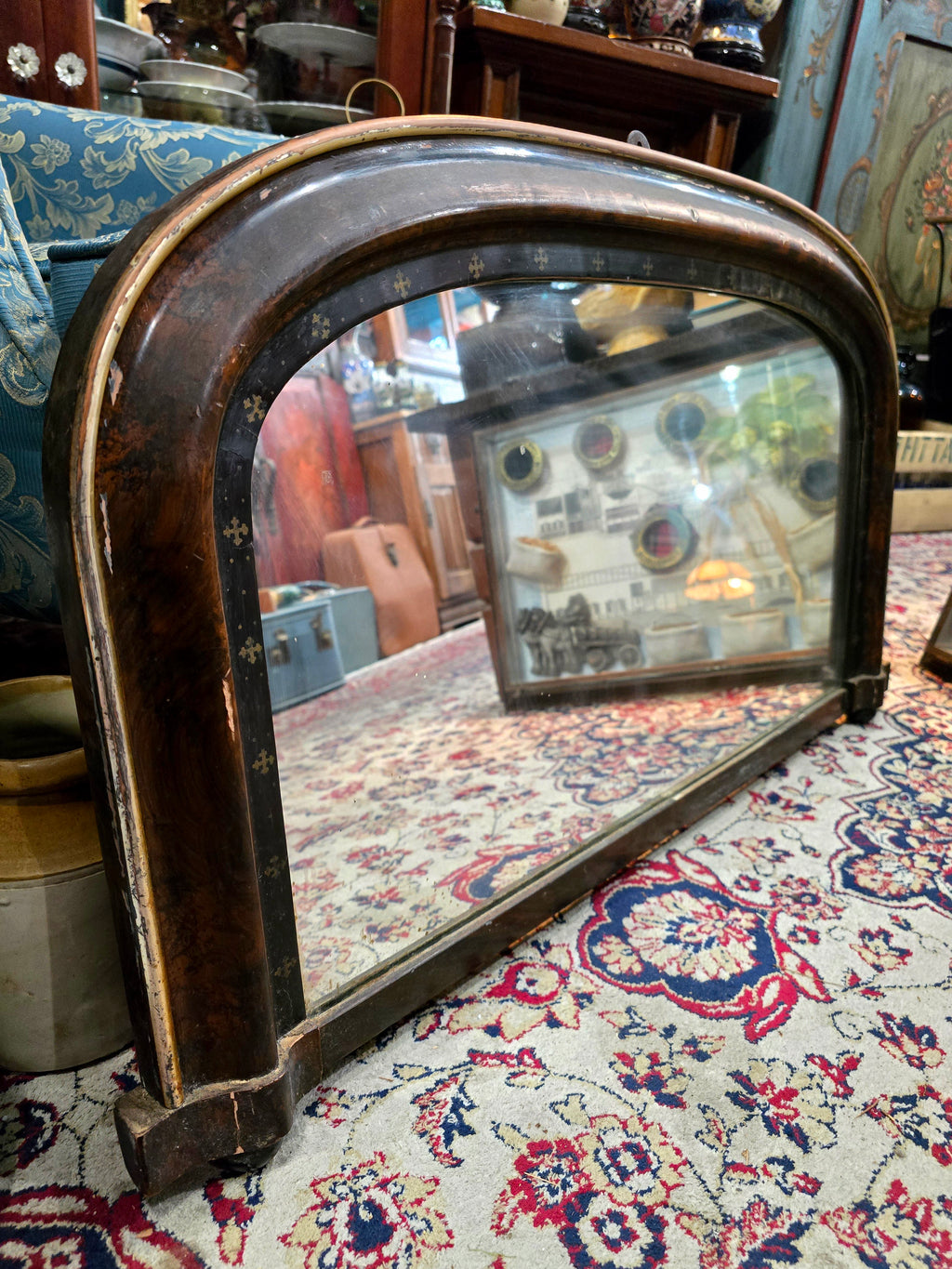 Antique 19th century french original overmantle wall mirror