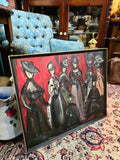 Vintage 1976 modern hand painted figures painting