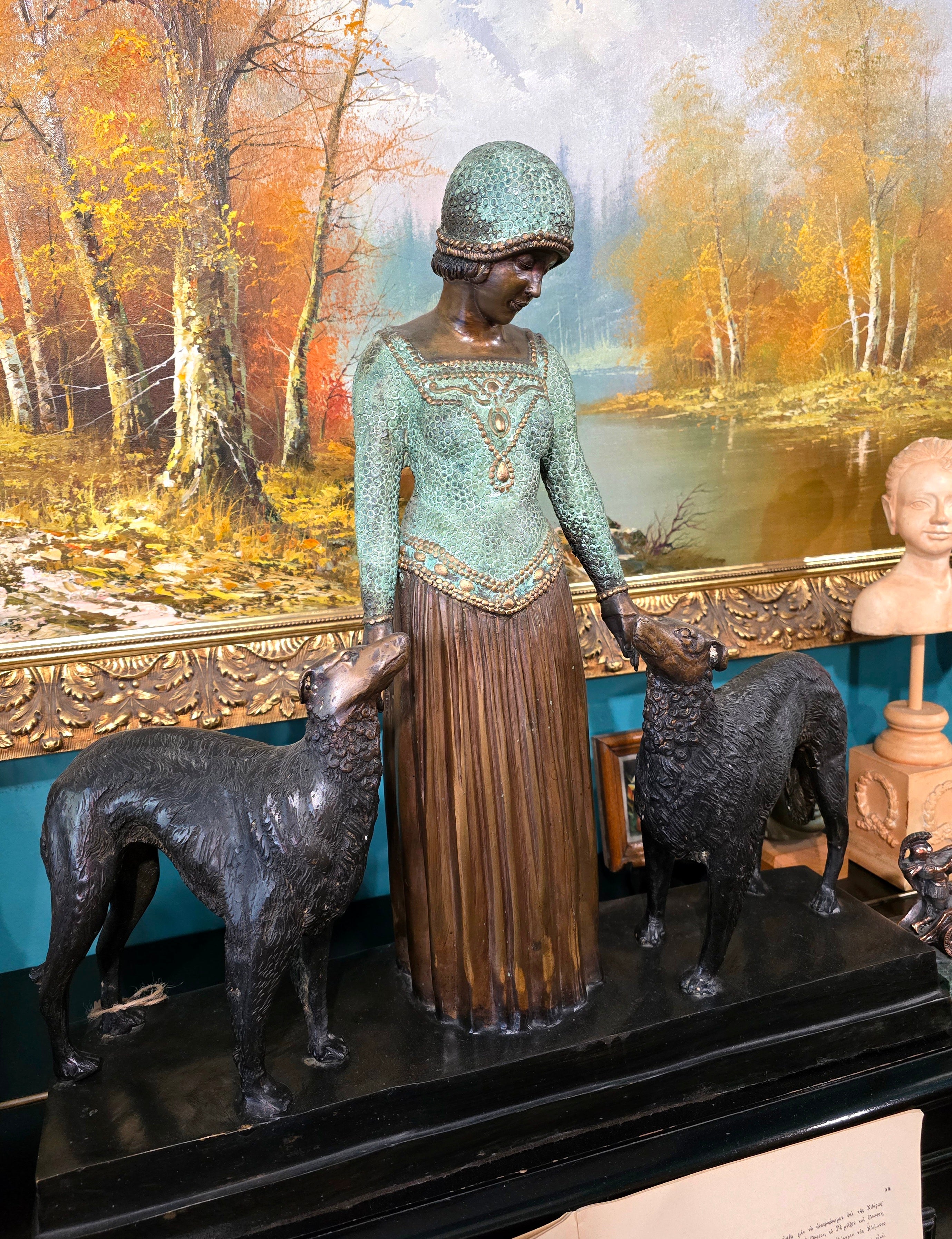Vintage heavy sculpture is titled "Les Amis Toujours" Friends Forever