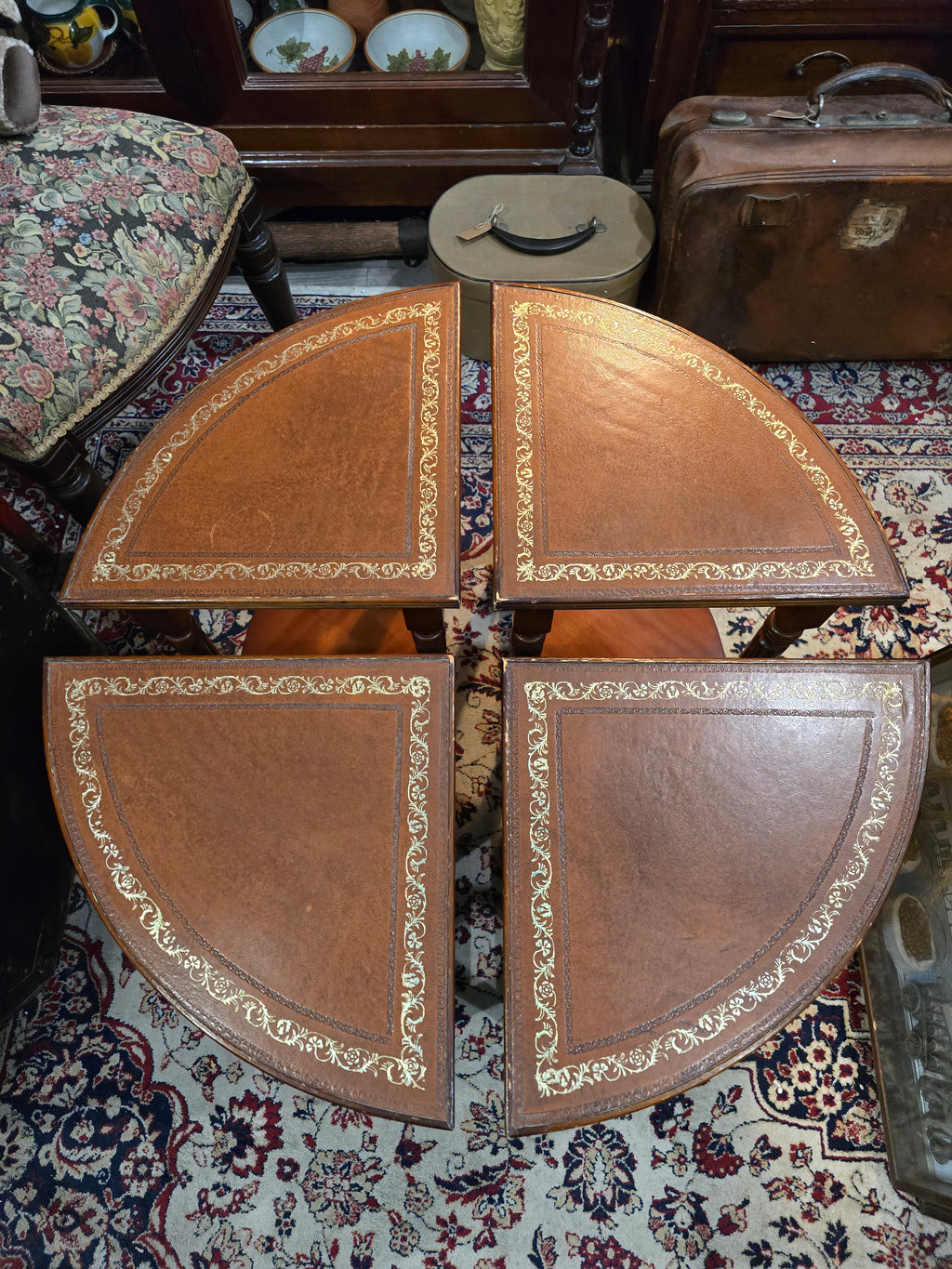 Antique circular nest of wooden library coffee tables