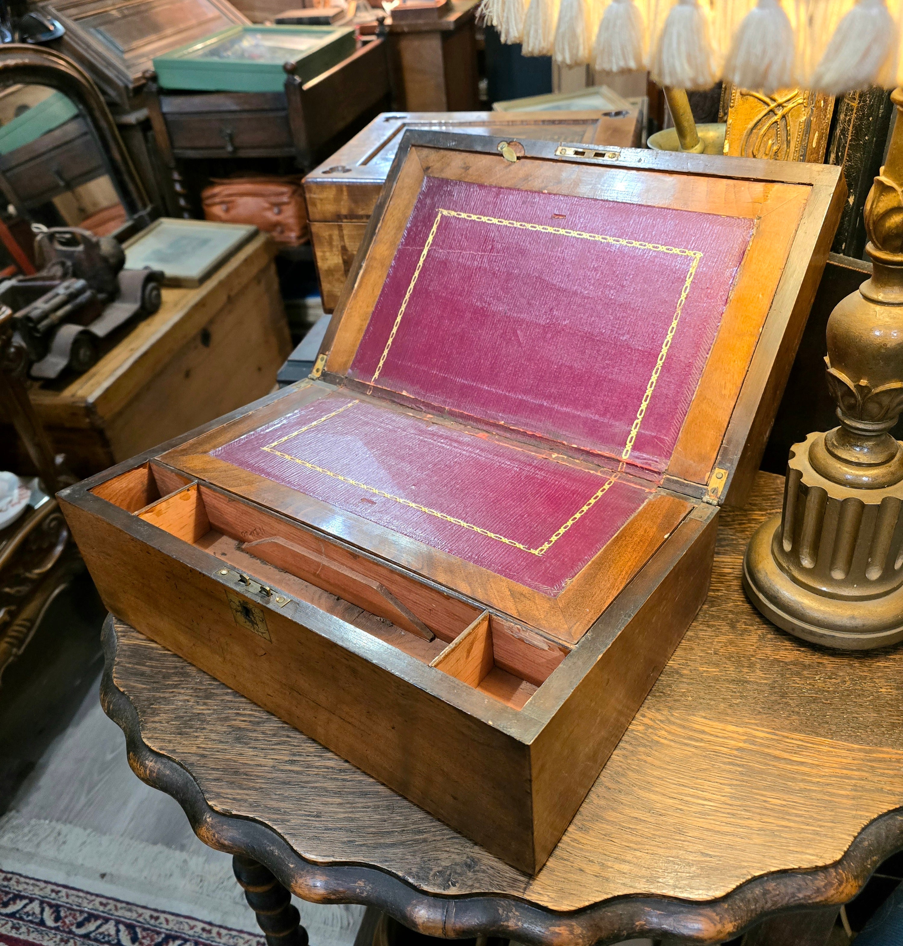 Antique 19th Century Victorian antique writing box in walnut