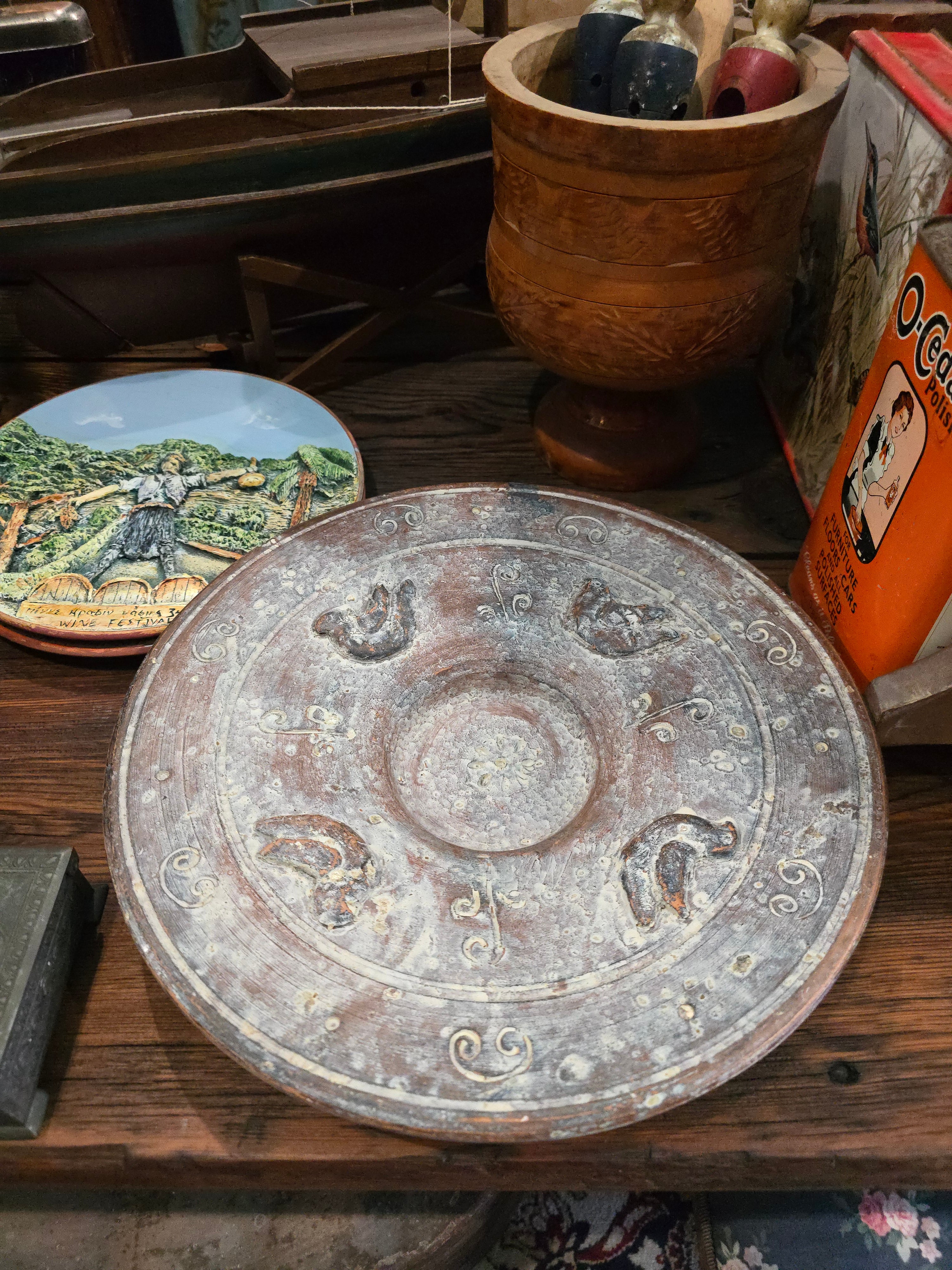 Vintage heavy terracotta plate or bowl