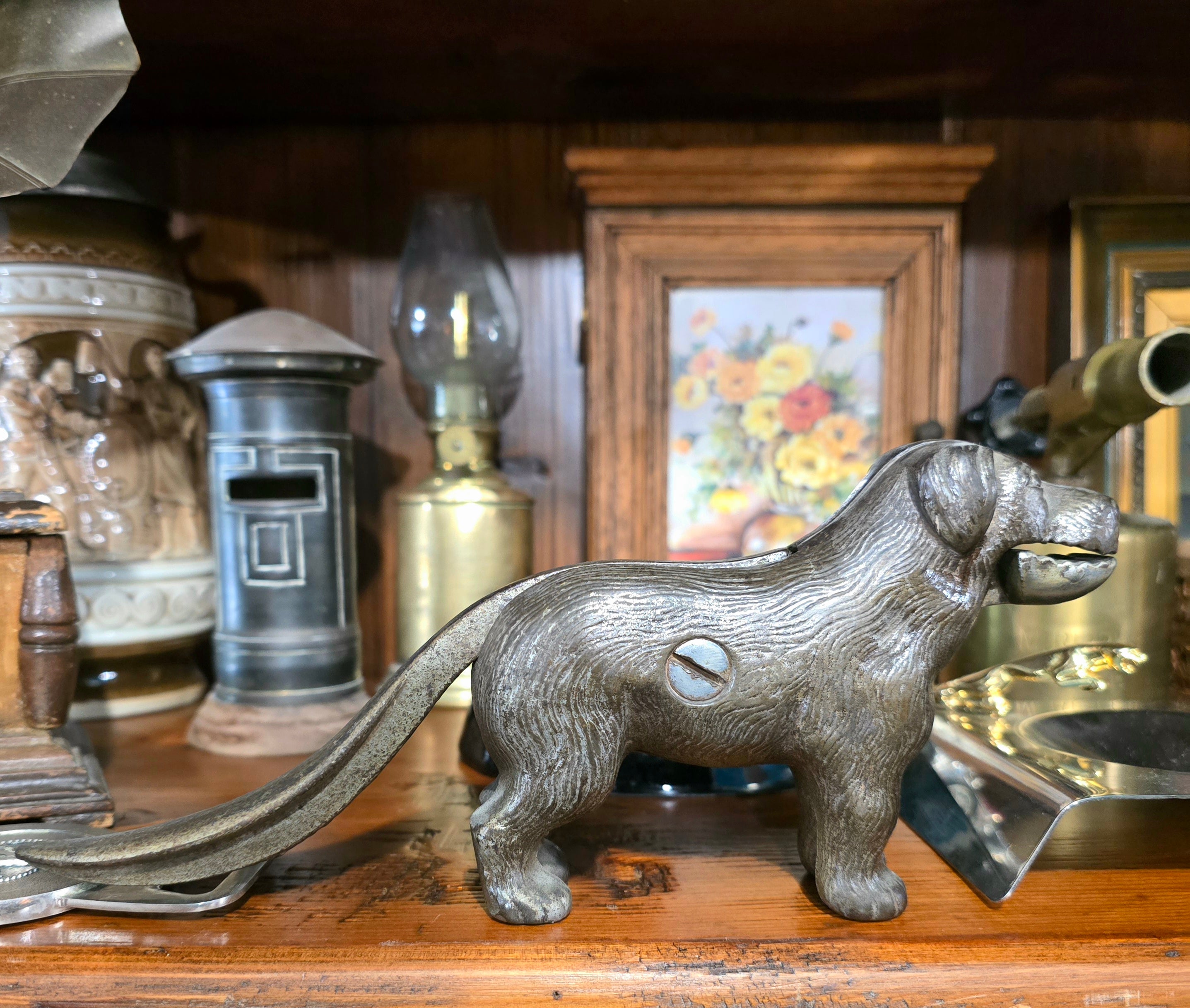 Antique Victorian-era cast iron dog nutcracker