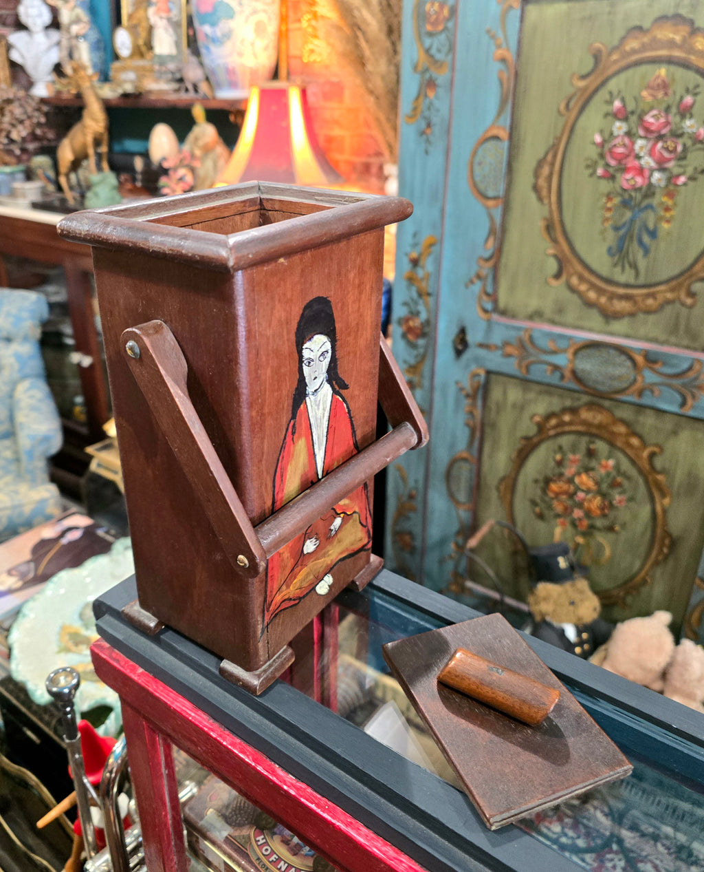 Vintage hand painted wooden box