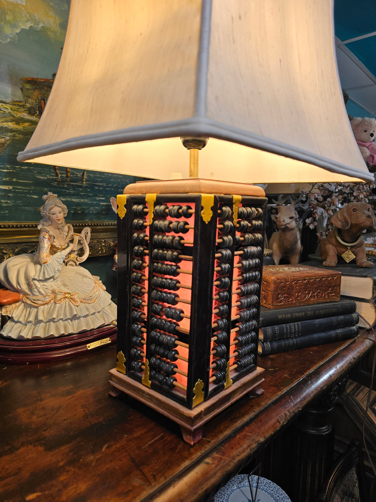 Vintage Chinese abacus table lamp