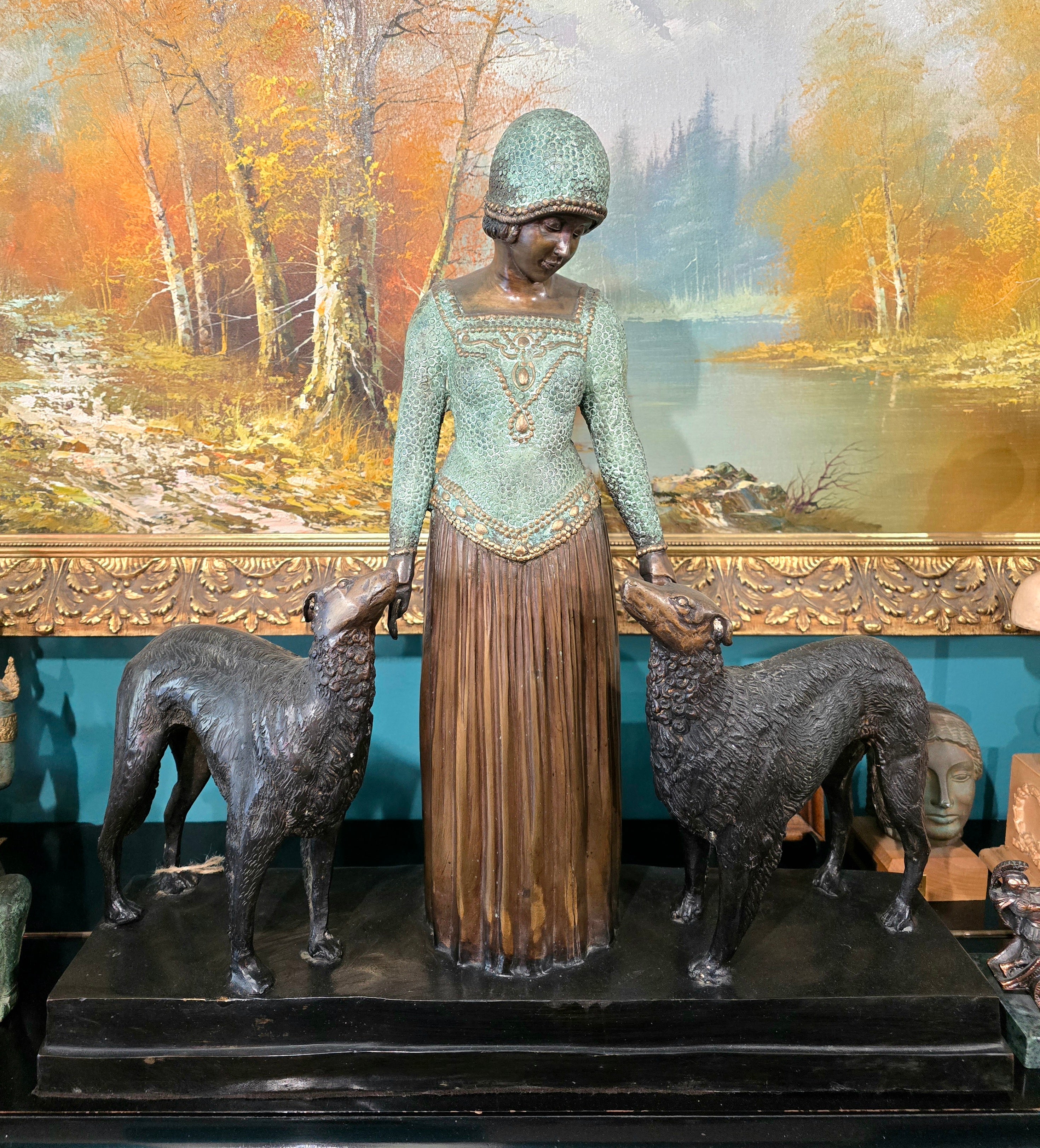 Vintage heavy sculpture is titled "Les Amis Toujours" Friends Forever