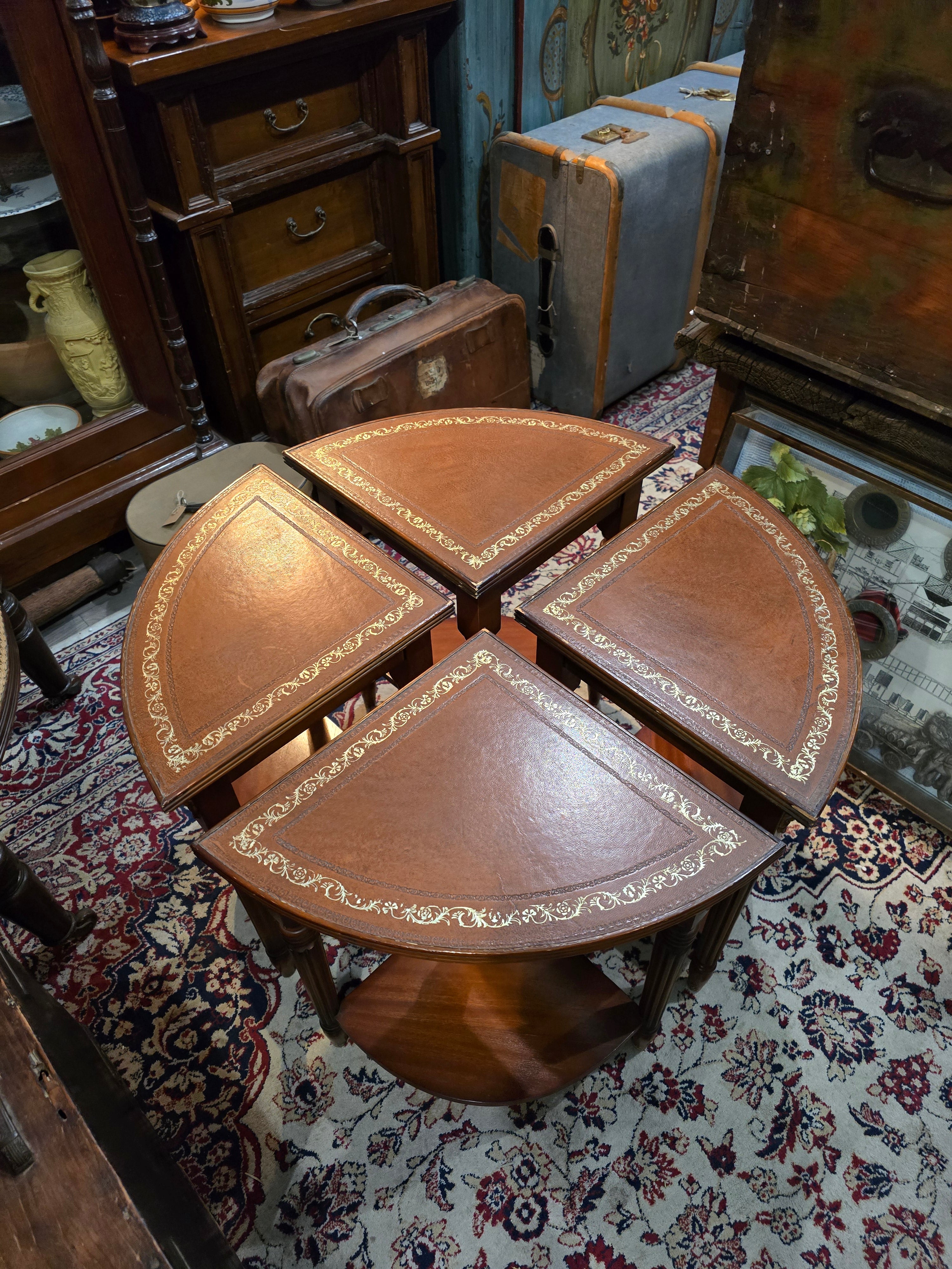 Antique circular nest of wooden library coffee tables