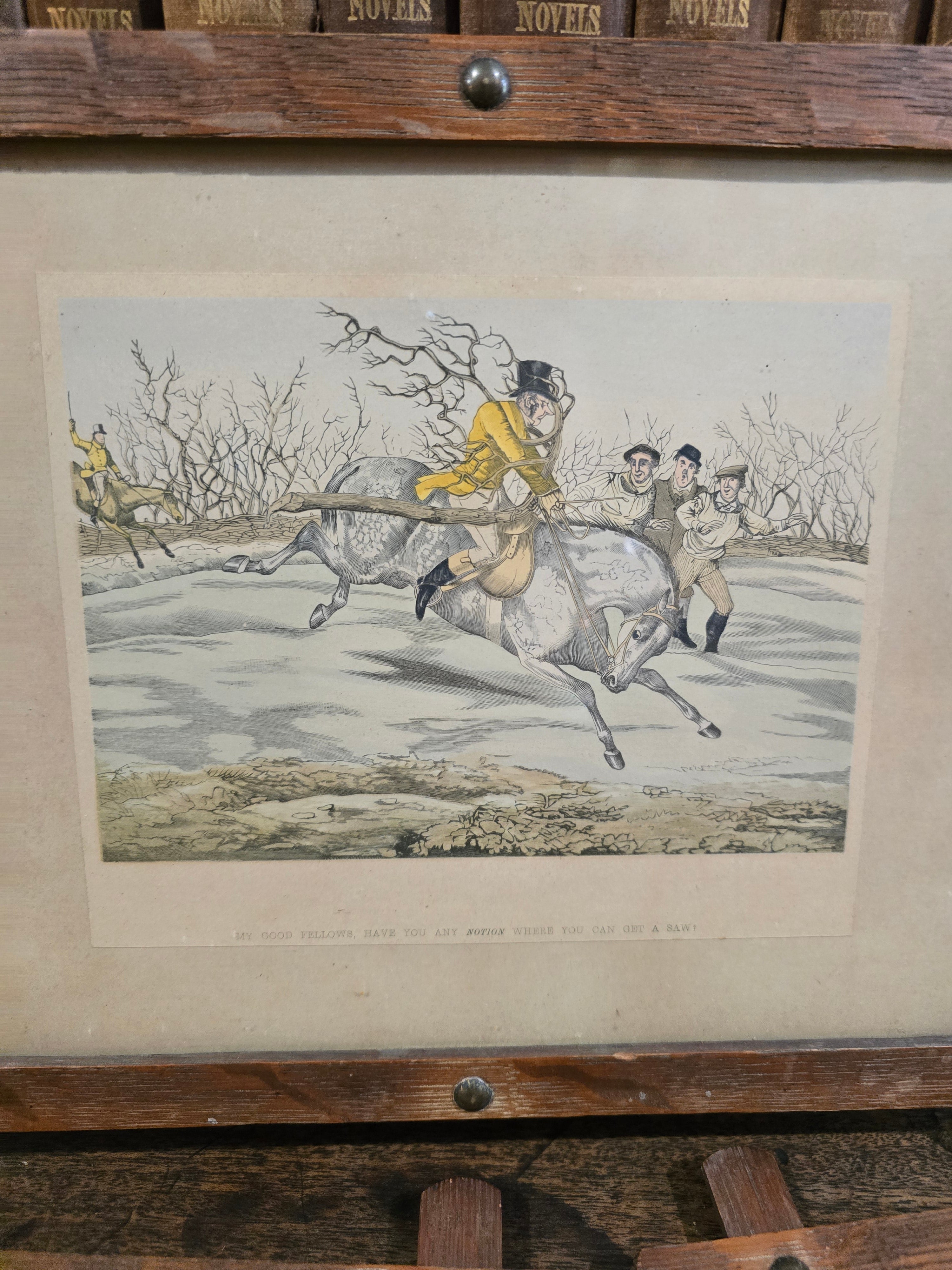 Antique framed fox hunting prints after the British artist Henry Thomas Alken (1785–1851)