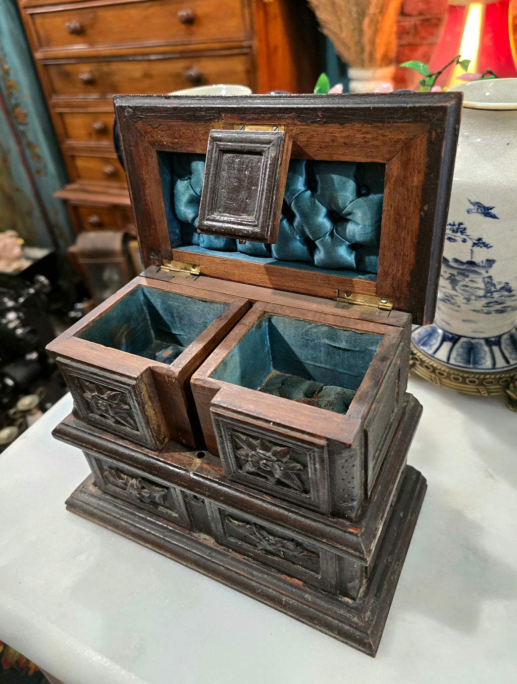 Antique 19th century Swiss Black Forest jewelry box