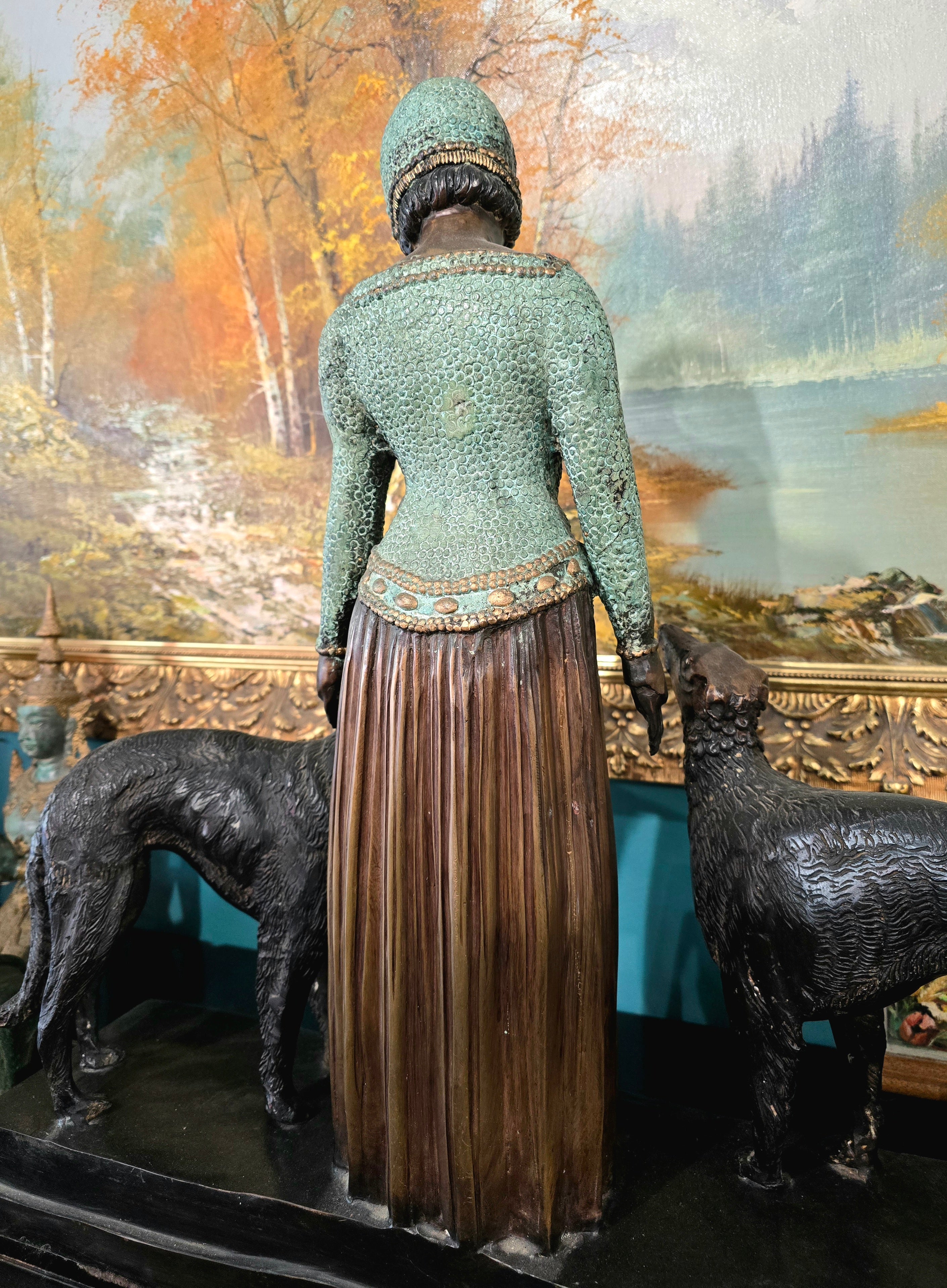 Vintage heavy sculpture is titled "Les Amis Toujours" Friends Forever