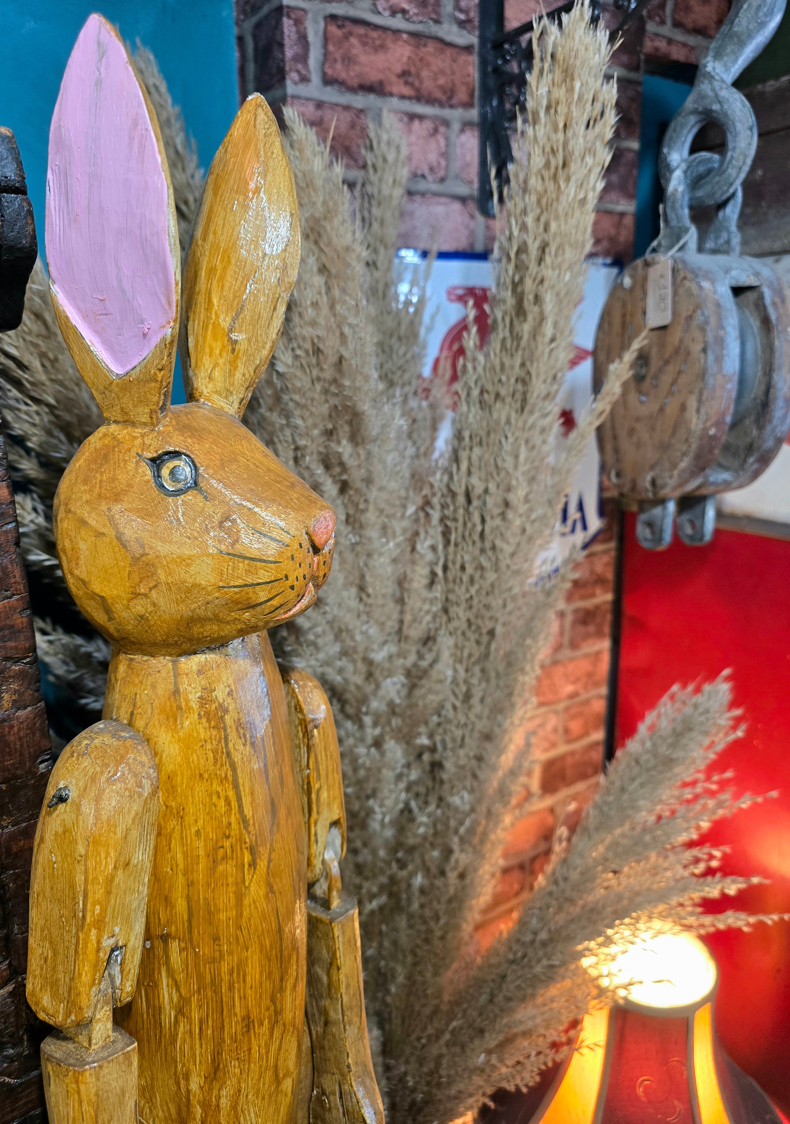 Vintage wooden articulated Hennow Hare figure