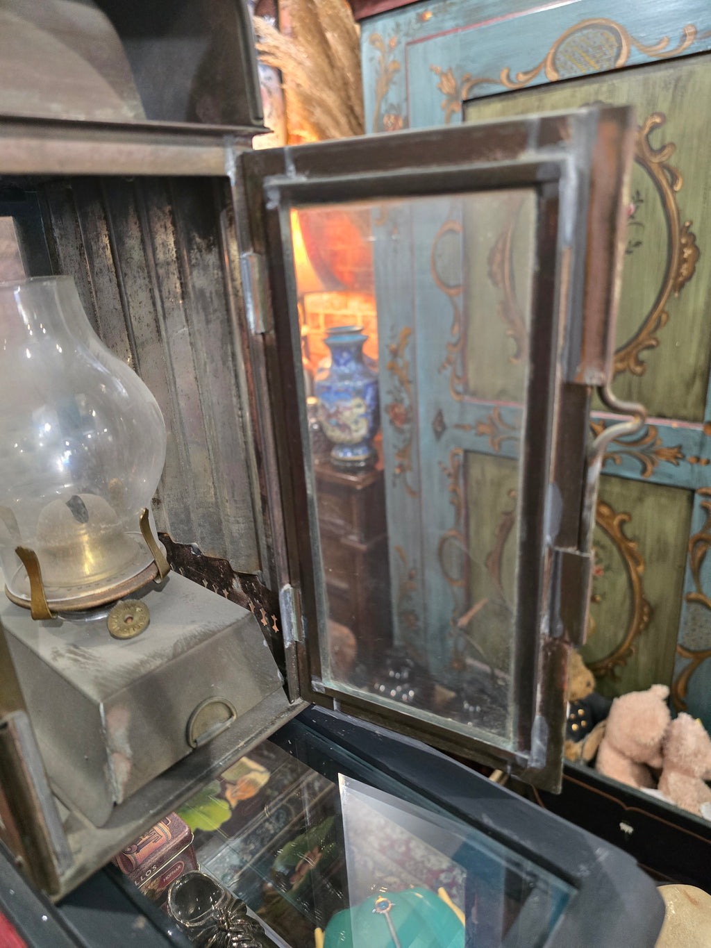 Vintage Railway Oil Lantern Made in England Glass