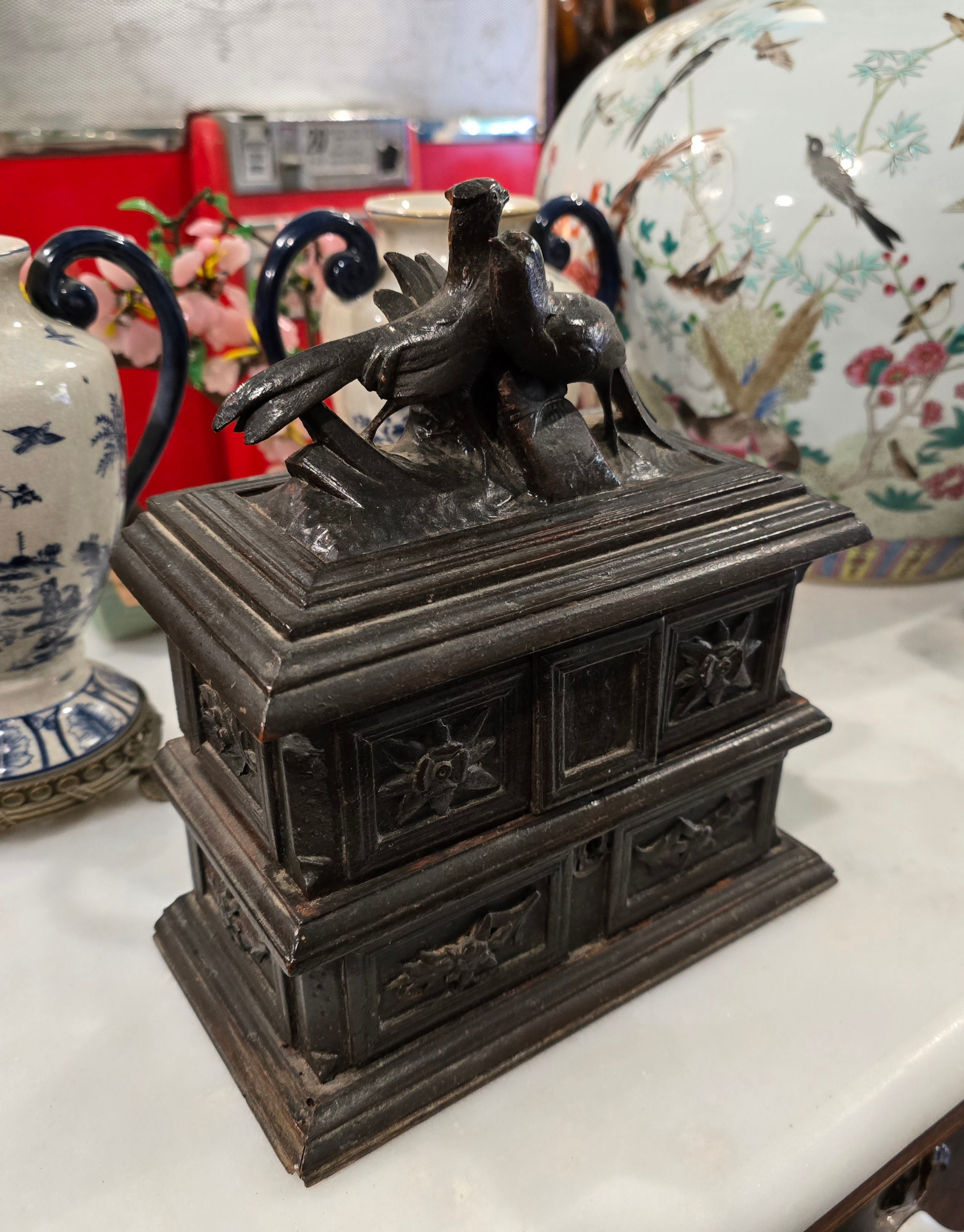 Antique 19th century Swiss Black Forest jewelry box