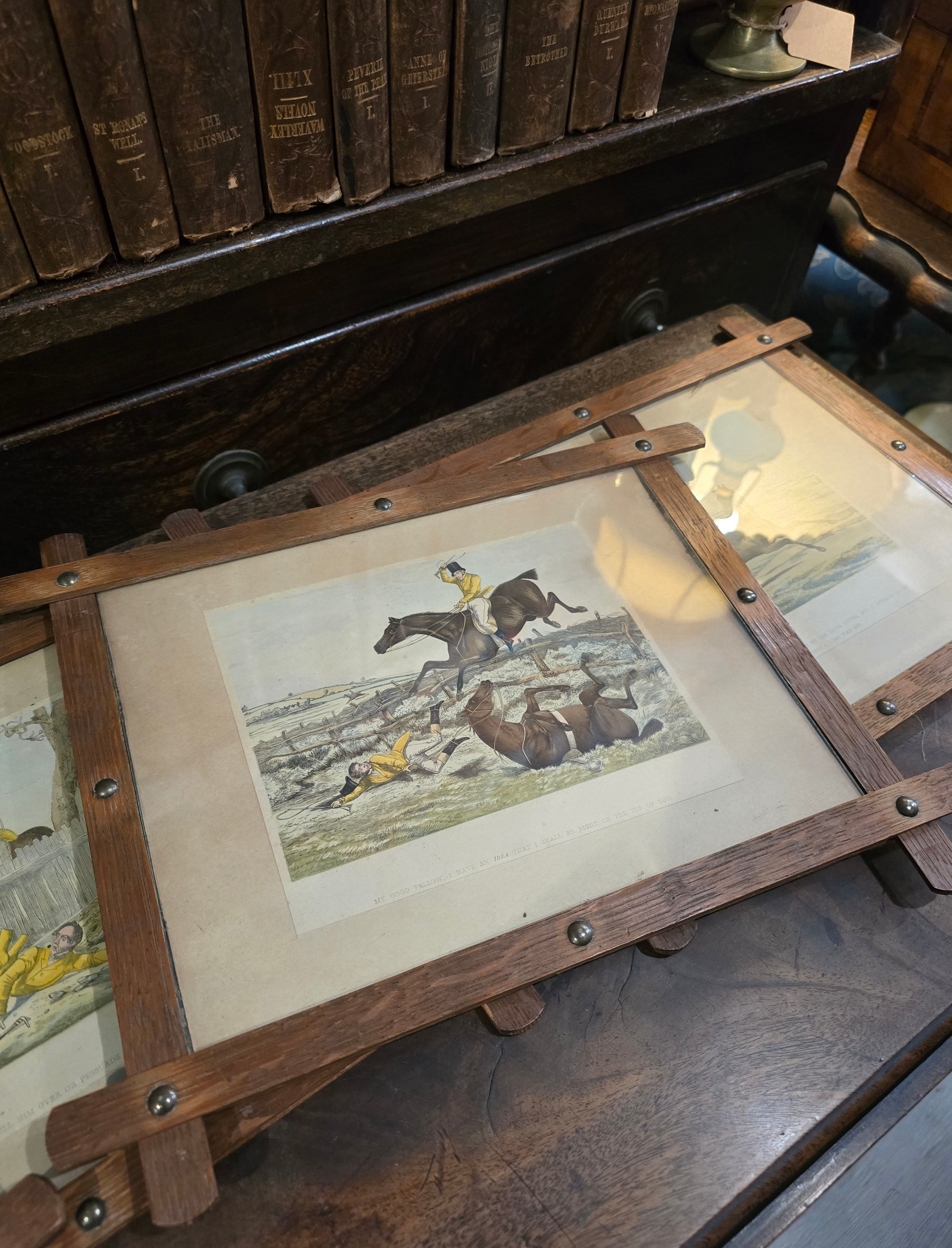 Antique framed fox hunting prints after the British artist Henry Thomas Alken (1785–1851)
