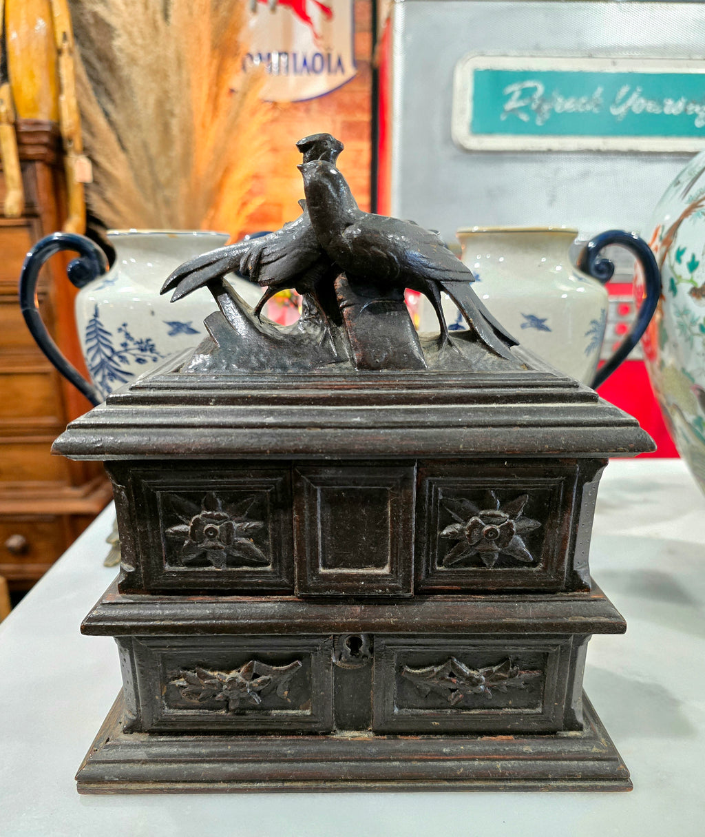 Antique 19th century Swiss Black Forest jewelry box