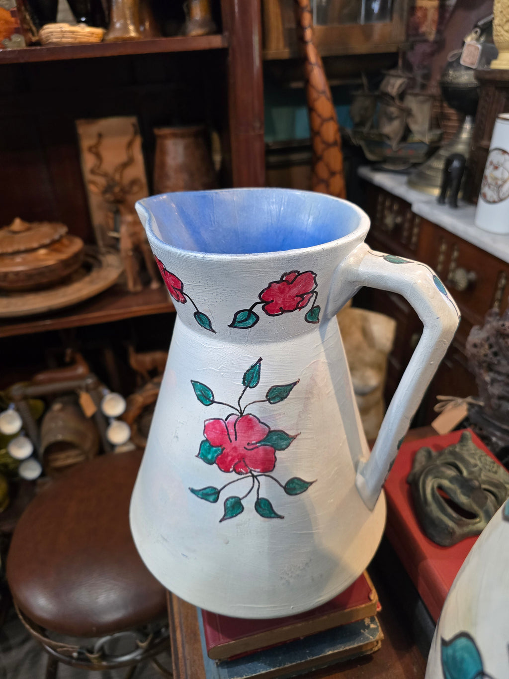 Vintage hand painted ceramic pitchers set