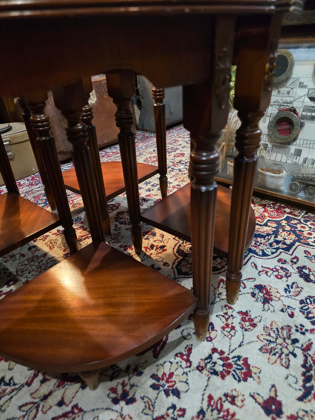 Antique circular nest of wooden library coffee tables