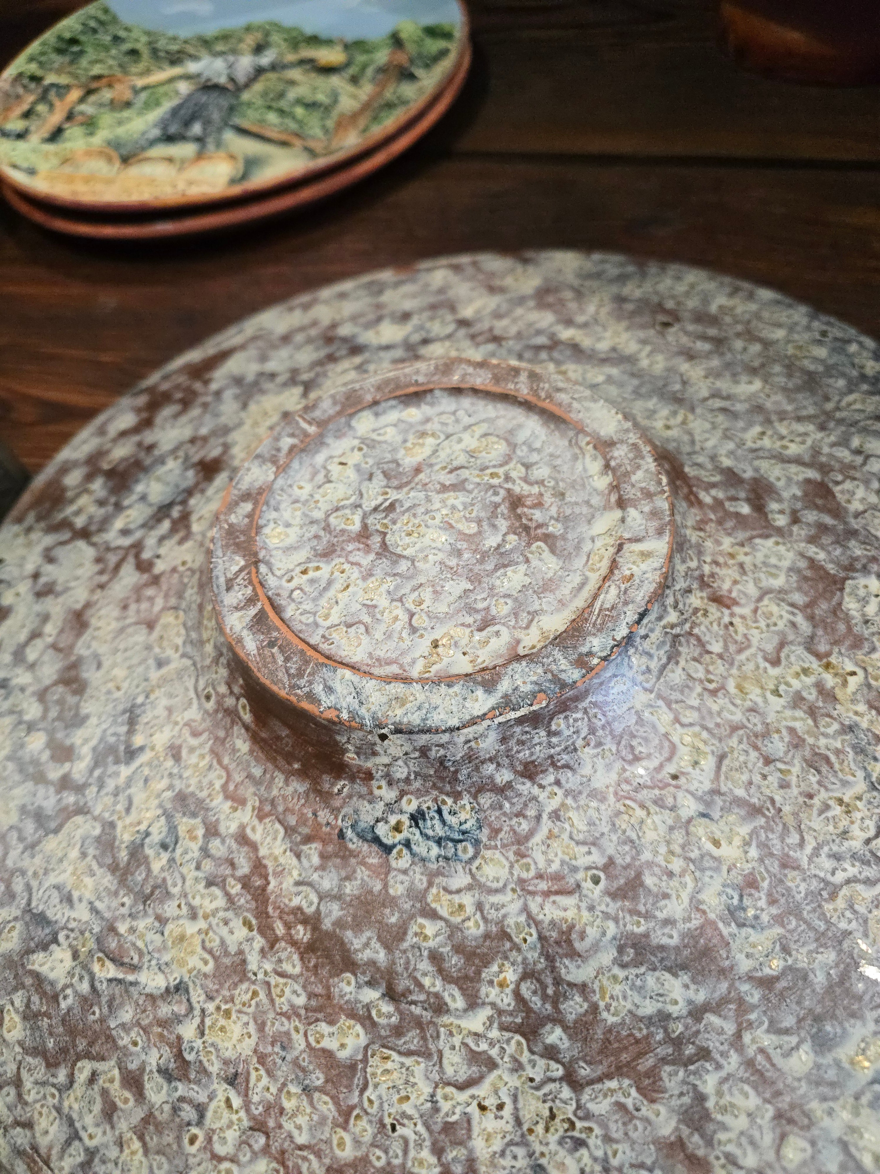 Vintage heavy terracotta plate or bowl