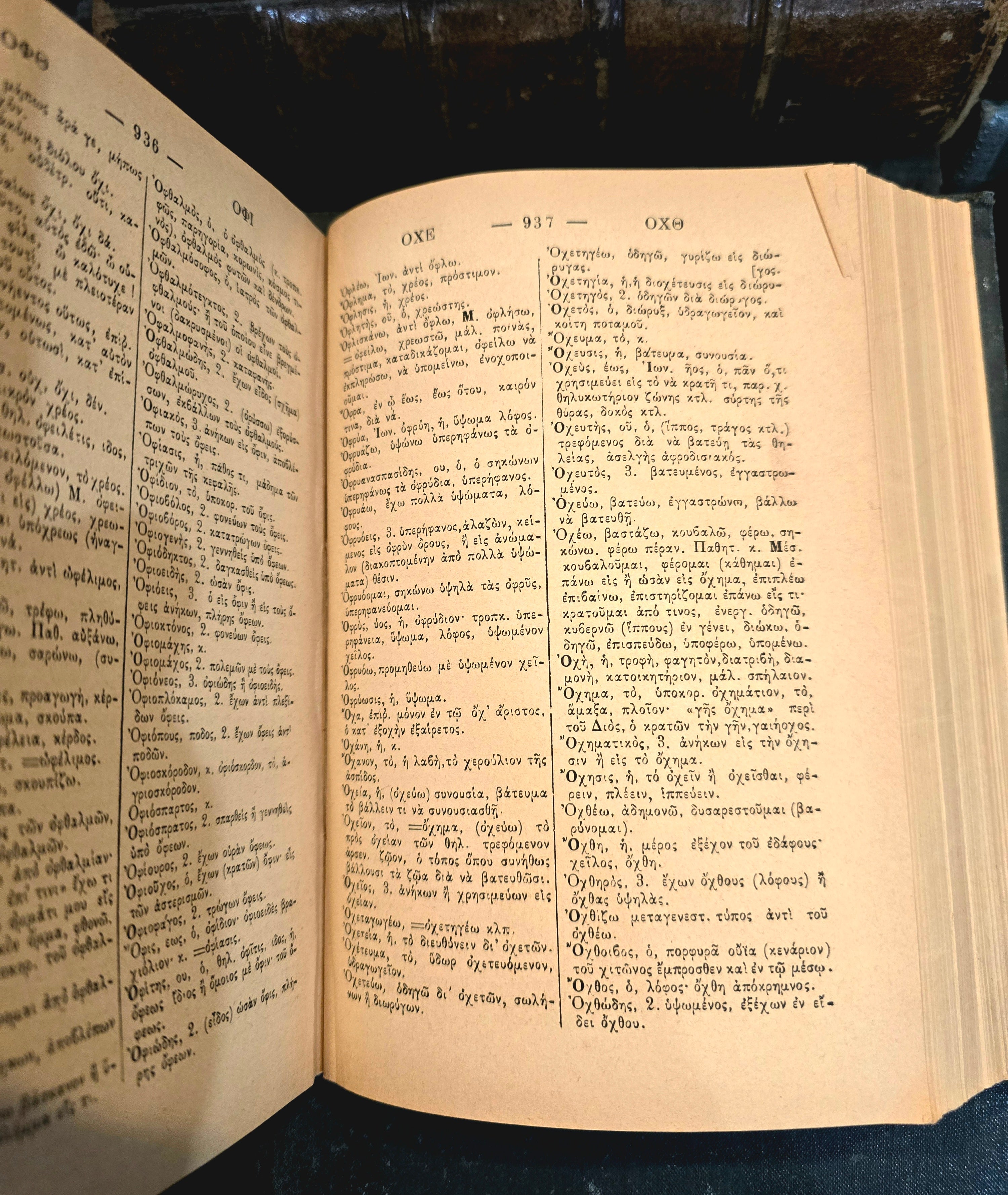 Antique 1888 Greek dictionary by Panagiotis Tzenos in Athens