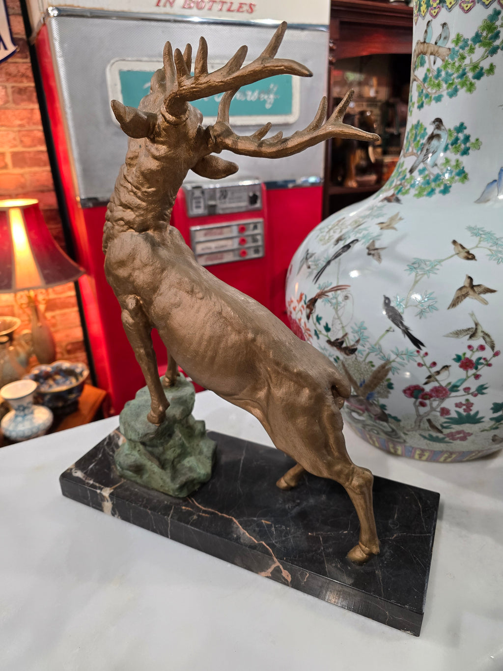 Antique Gilded Bronze Deer Sculpture