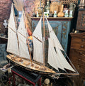Vintage Handcrafted Wooden Model of Historic Three- Masted Schooner ship